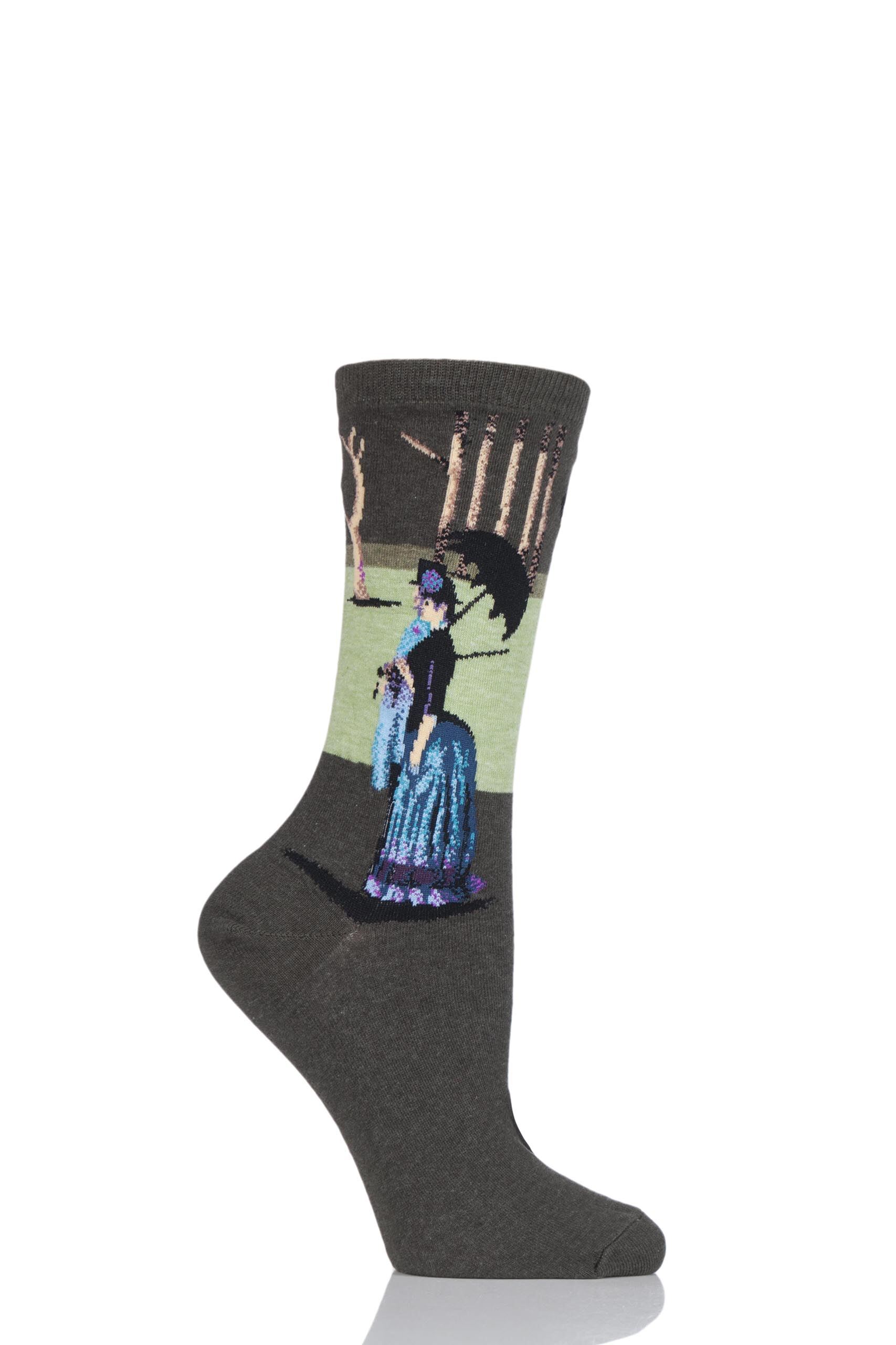 Image of 1 Pair Multi HotSox Artist Collection A Sunday Afternoon Cotton Socks Ladies 4-9 Ladies - Hot Sox