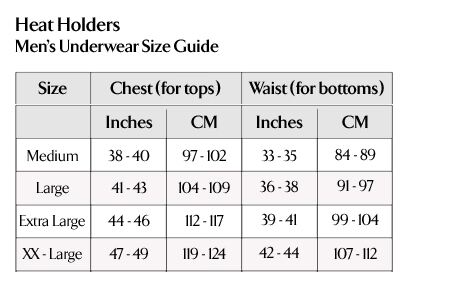 Heat Holders Size Chart