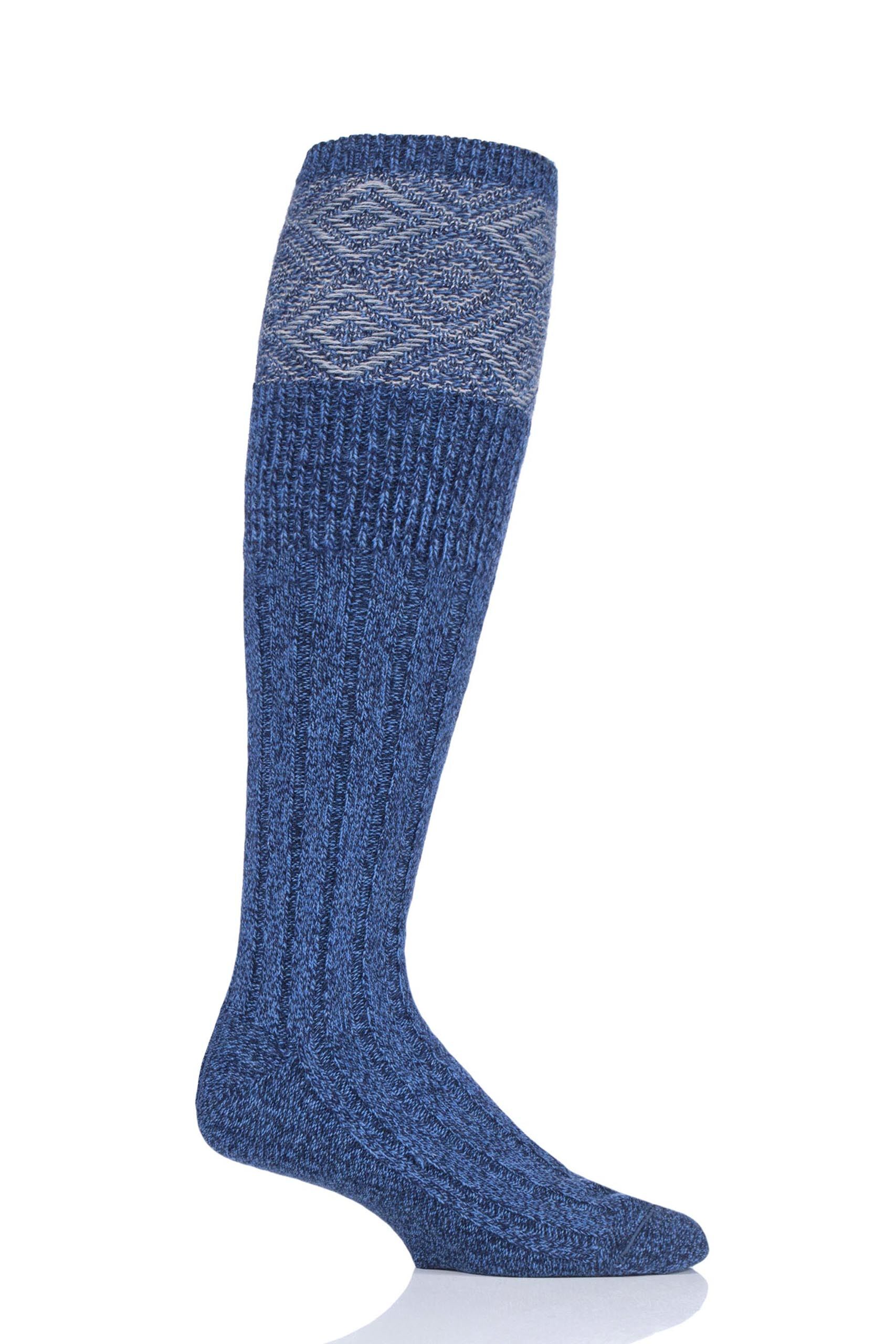 Image of 1 Pair Denim UK Made Duncliffe Wool Shooting Knee High Socks Men's 11-13 Unisex - HJ Hall