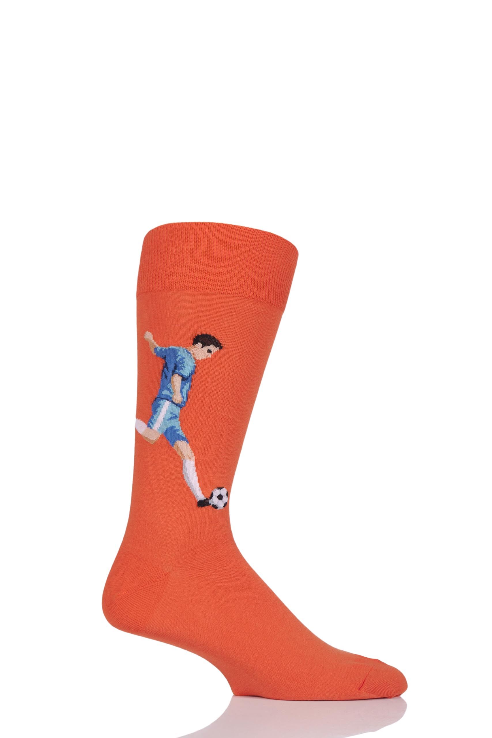 Image of 1 Pair Orange HotSox Football Player Cotton Socks Men's 8-12 Mens - Hot Sox