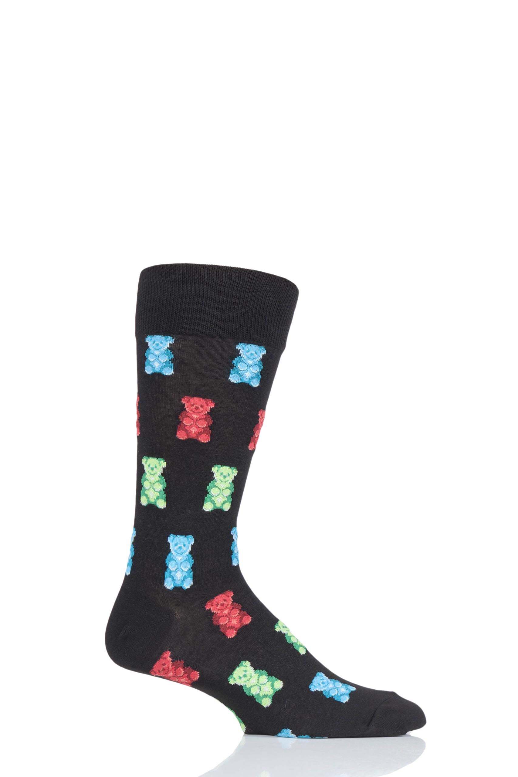 Image of 1 Pair Black HotSox All Over Gummy Bears Cotton Socks Men's 8-12 Mens - Hot Sox