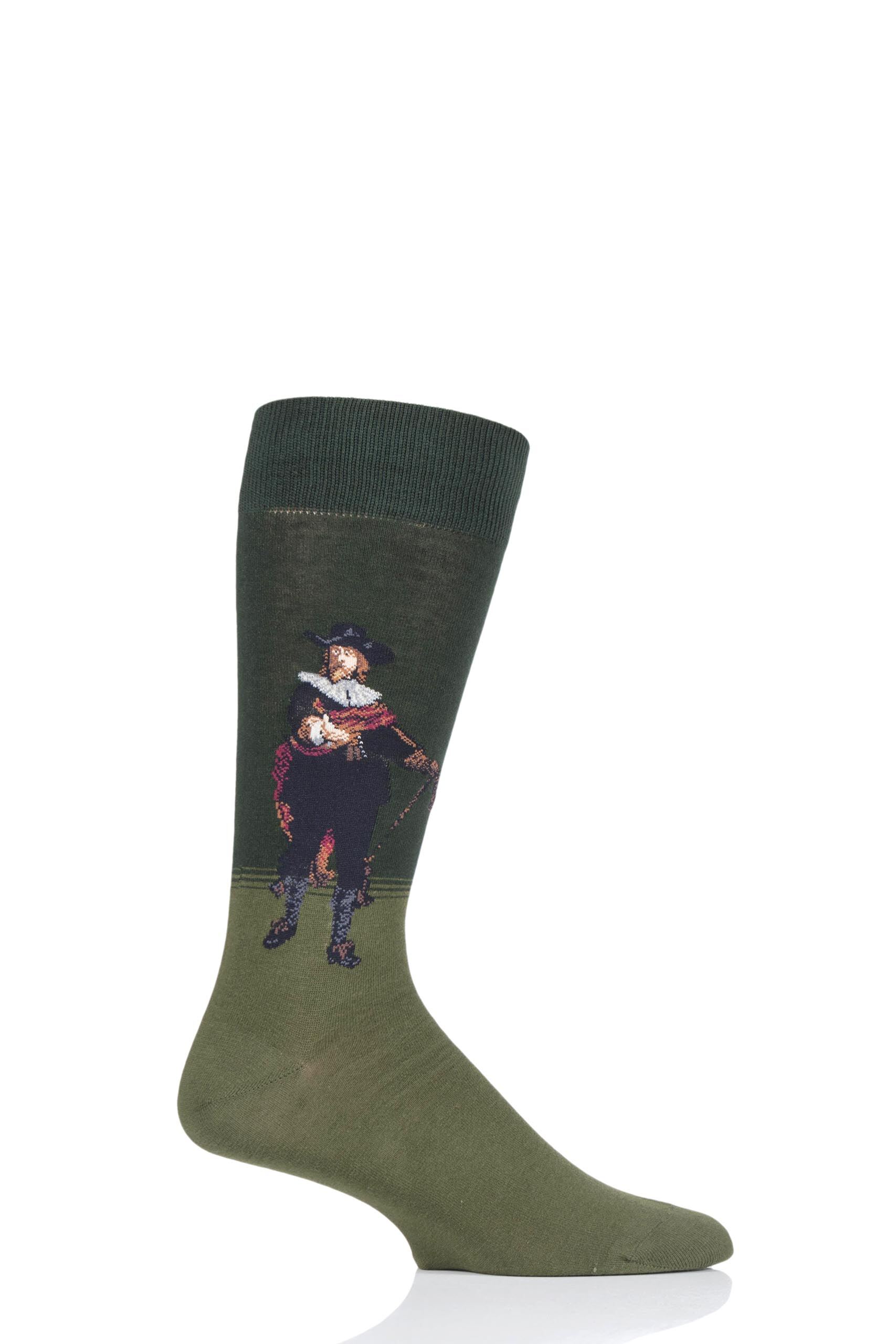 Image of 1 Pair Multi HotSox Artist Collection The Night Watch Captain - Rembrandt Cotton Socks Men's 8-12 Mens - Hot Sox