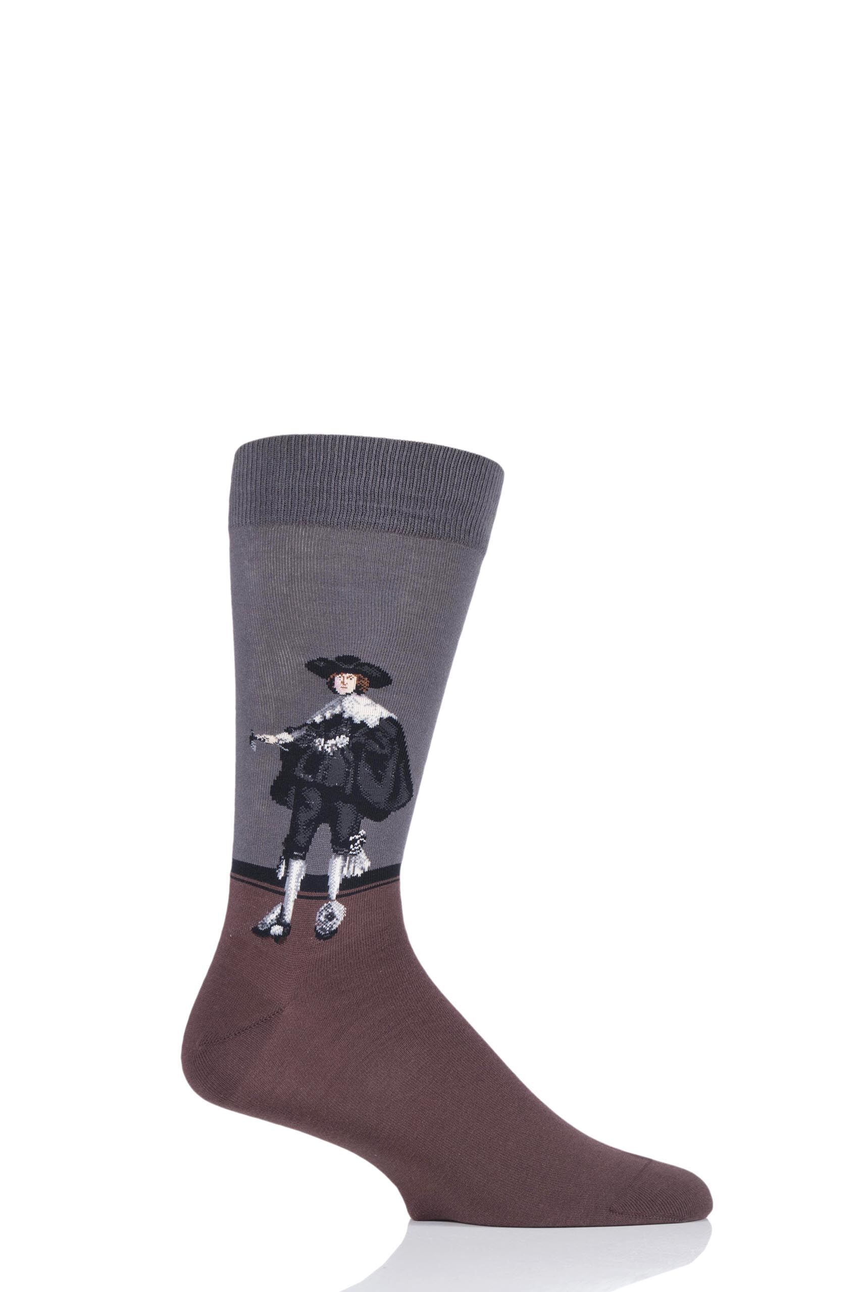 Image of 1 Pair Multi HotSox Artist Collection Marten Soolmans Portrait - Rembrandt Cotton Socks Men's 8-12 Mens - Hot Sox