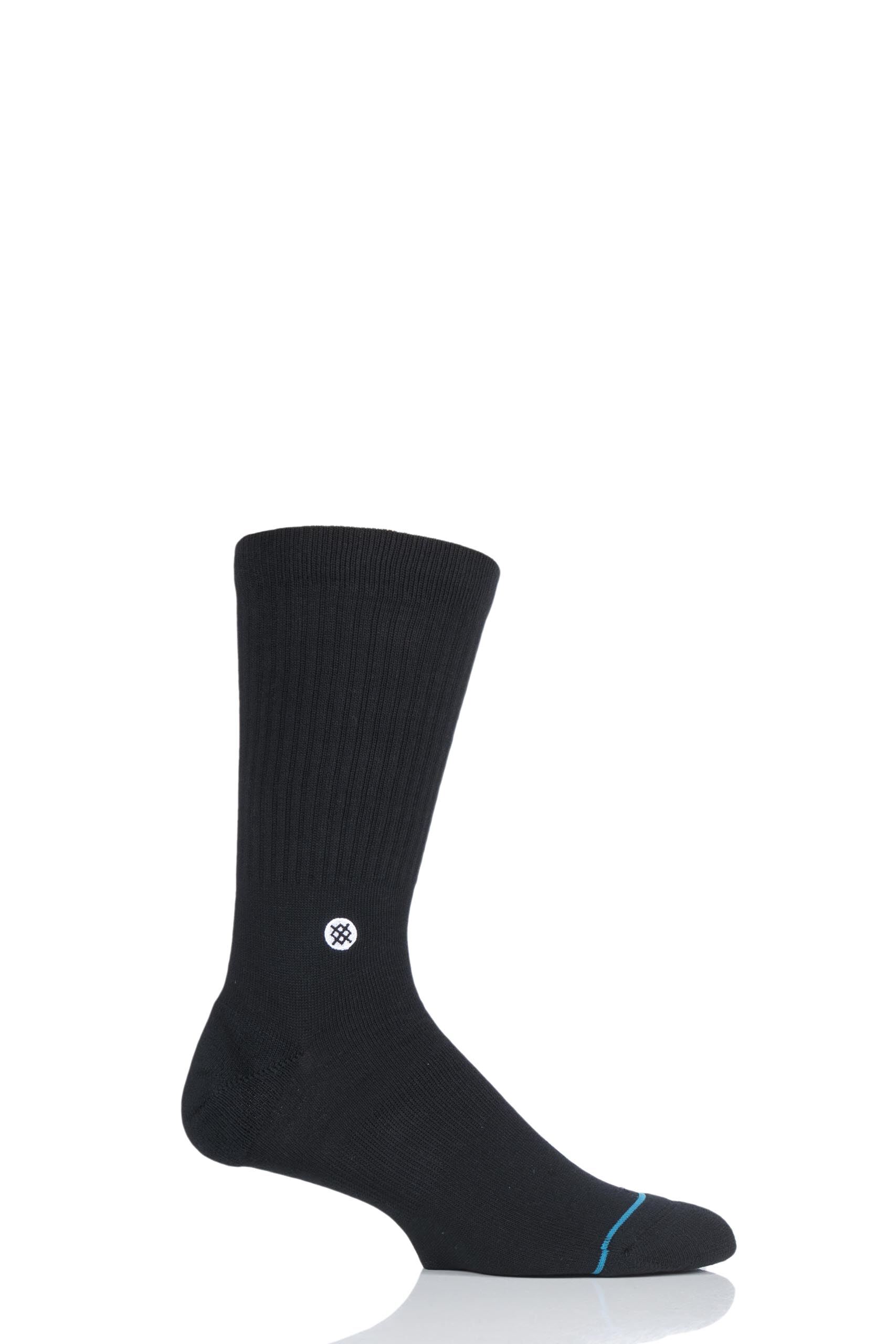 Image of 1 Pair Black Icon Plain Cotton Socks Men's 8.5-11.5 Mens - Stance