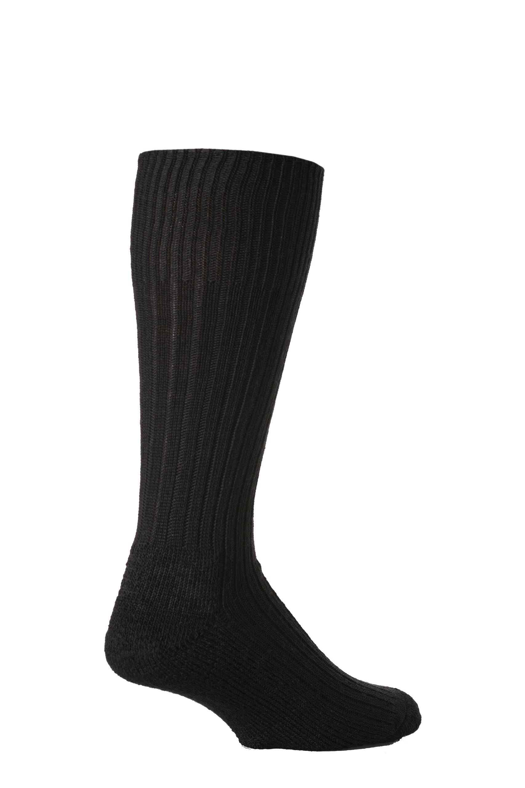 Image of 1 Pair Black of London Wool Rib Cushioned Boot Socks Men's 8-11 Mens - SOCKSHOP of London