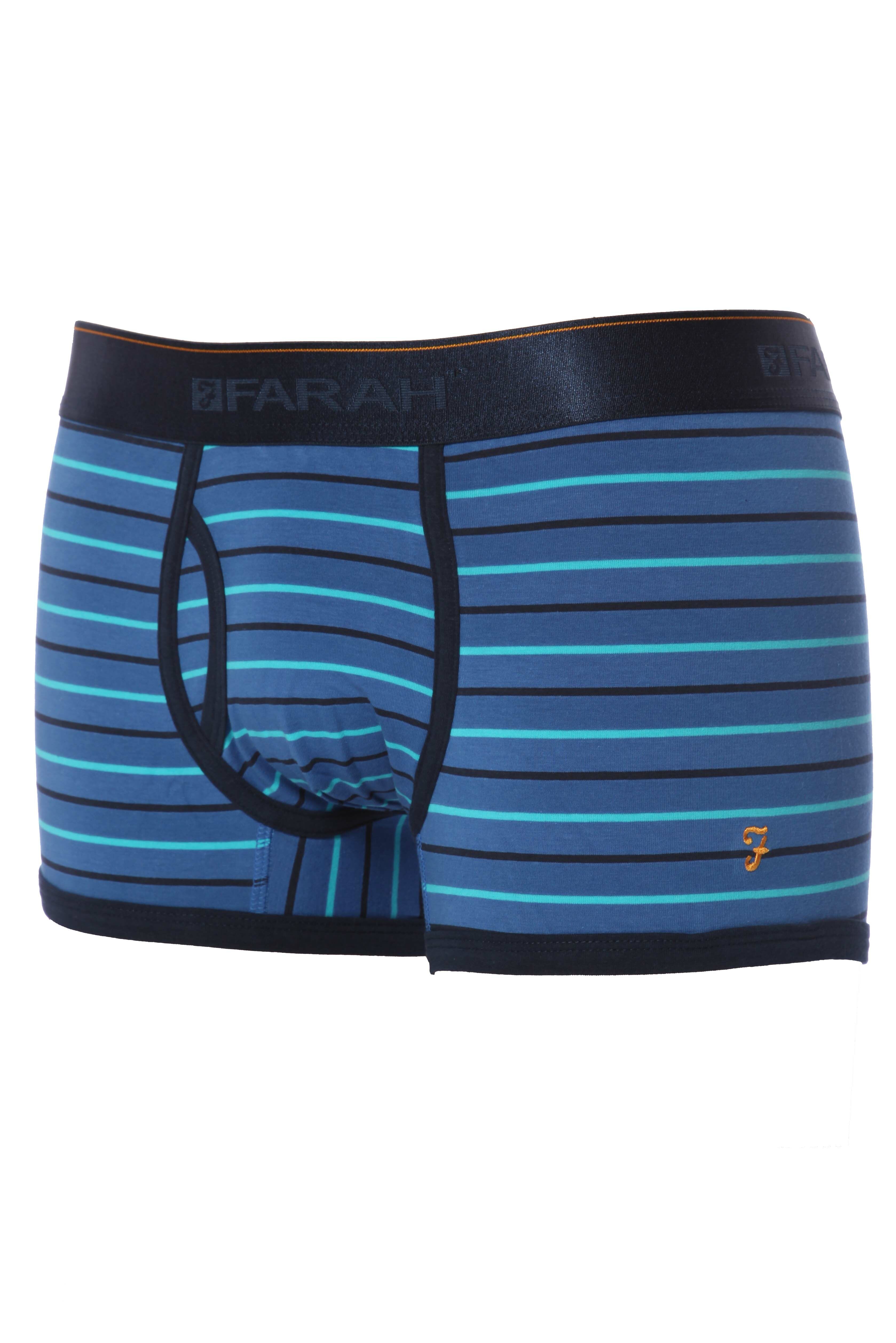 Mens 1 Pair Farah Vintage Stripe Keyhole Trunks In Blue Blue L | Thoughtdog
