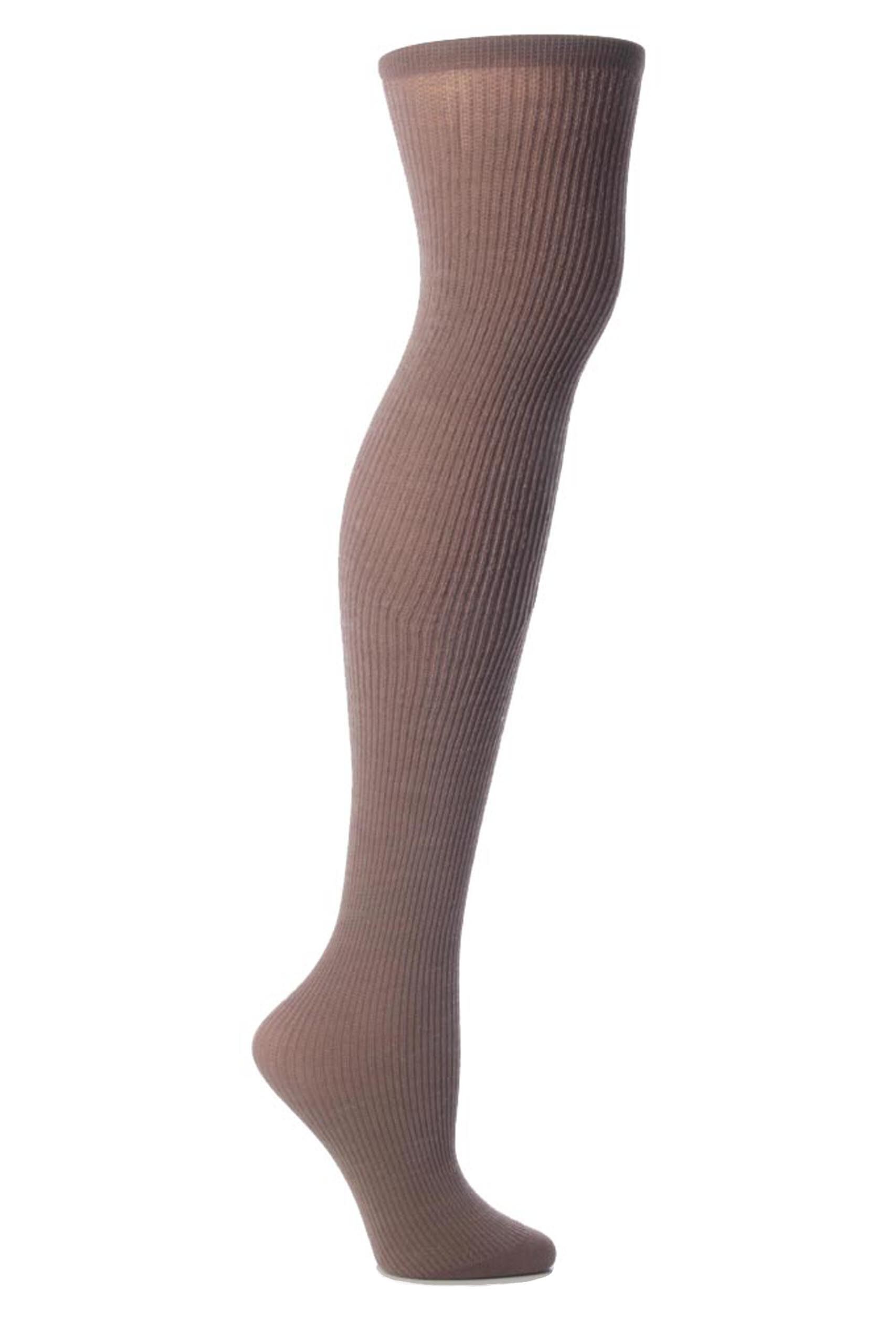 Image of 1 Pair Noisette Dora Ribbed Wool Over The Knee Socks Ladies One Size - Trasparenze