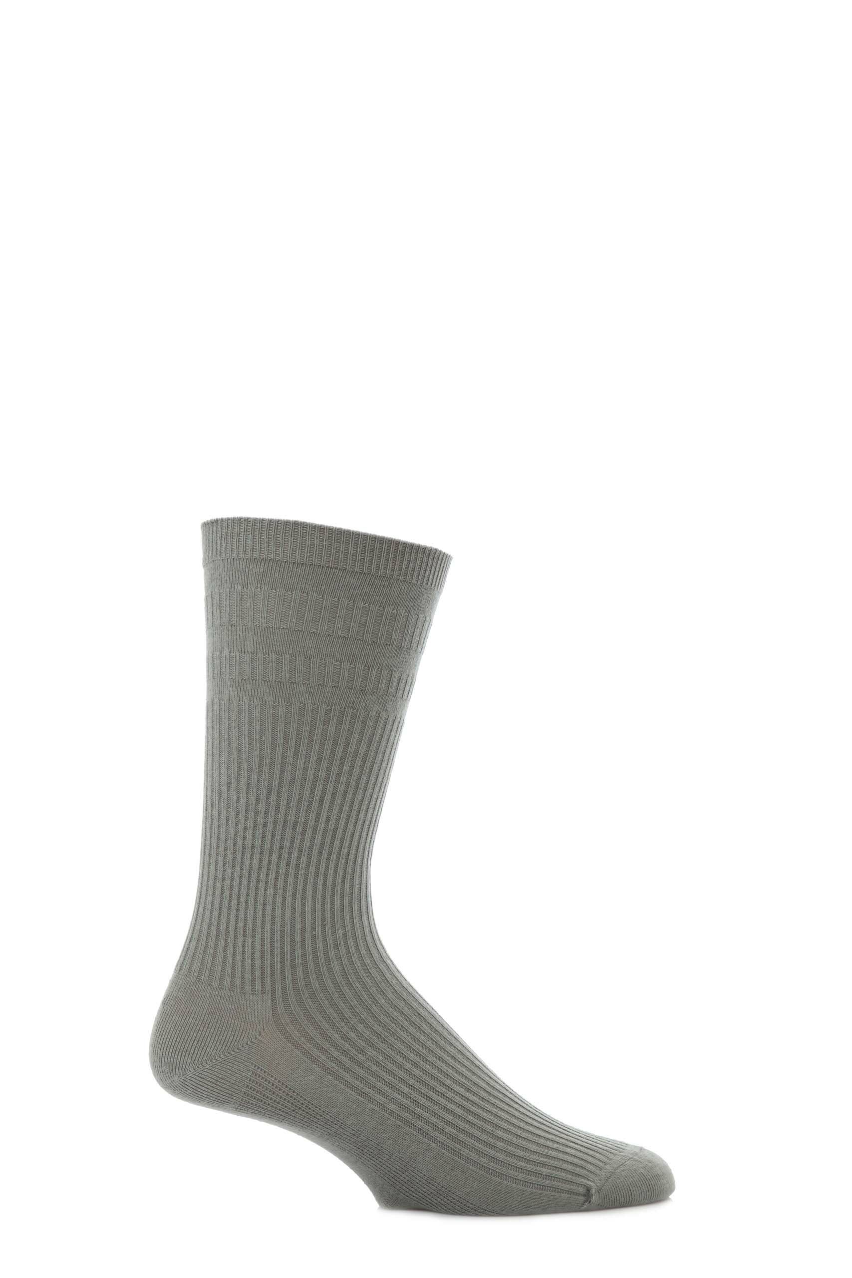 Image of 1 Pair Mid Grey Extra Wide Wool Softop Socks Men's 11-13 Mens - HJ Hall