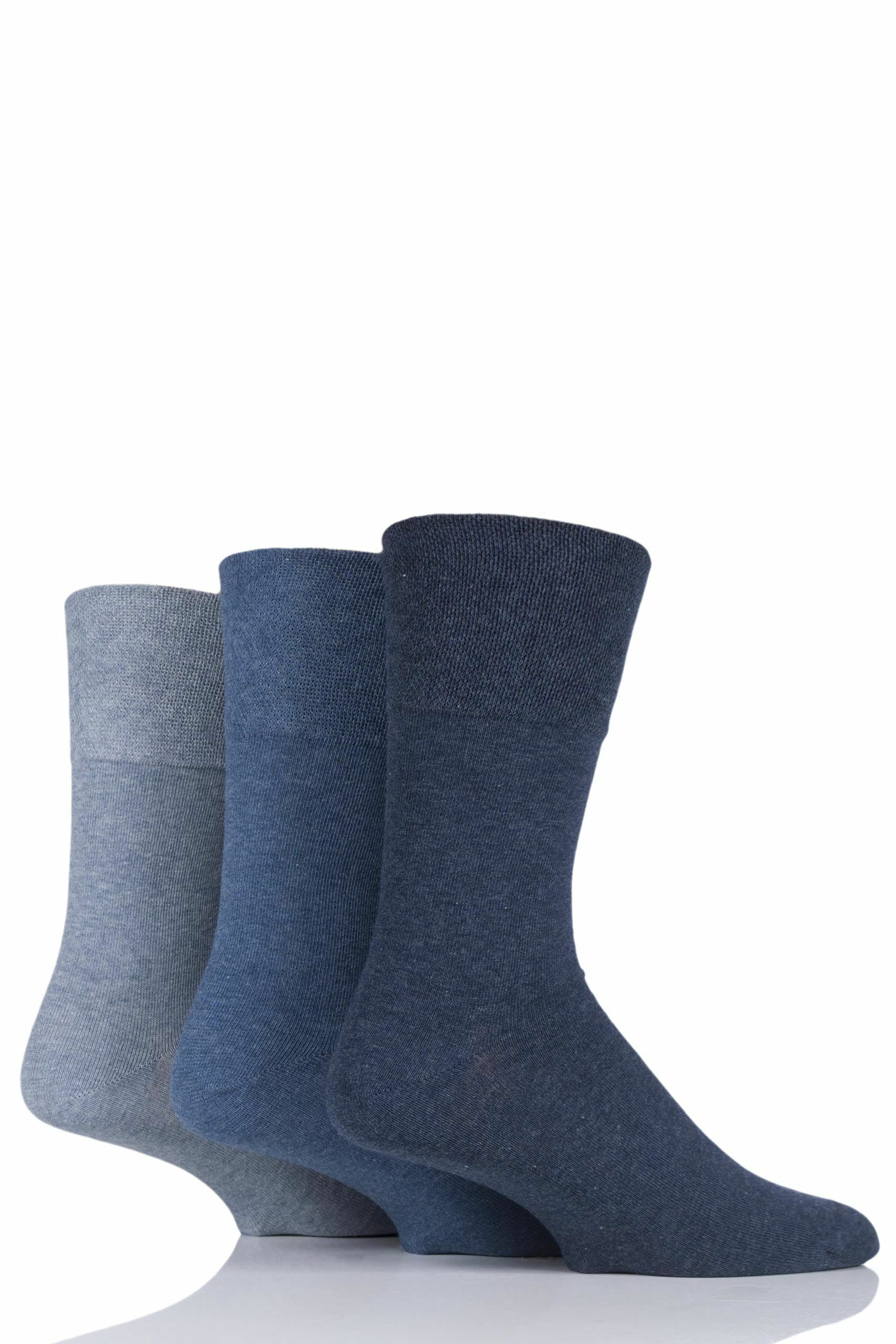 Image of 3 Pair Blue Footnurse Gentle Grip Diabetic Socks Men's 12-14 Mens - Iomi