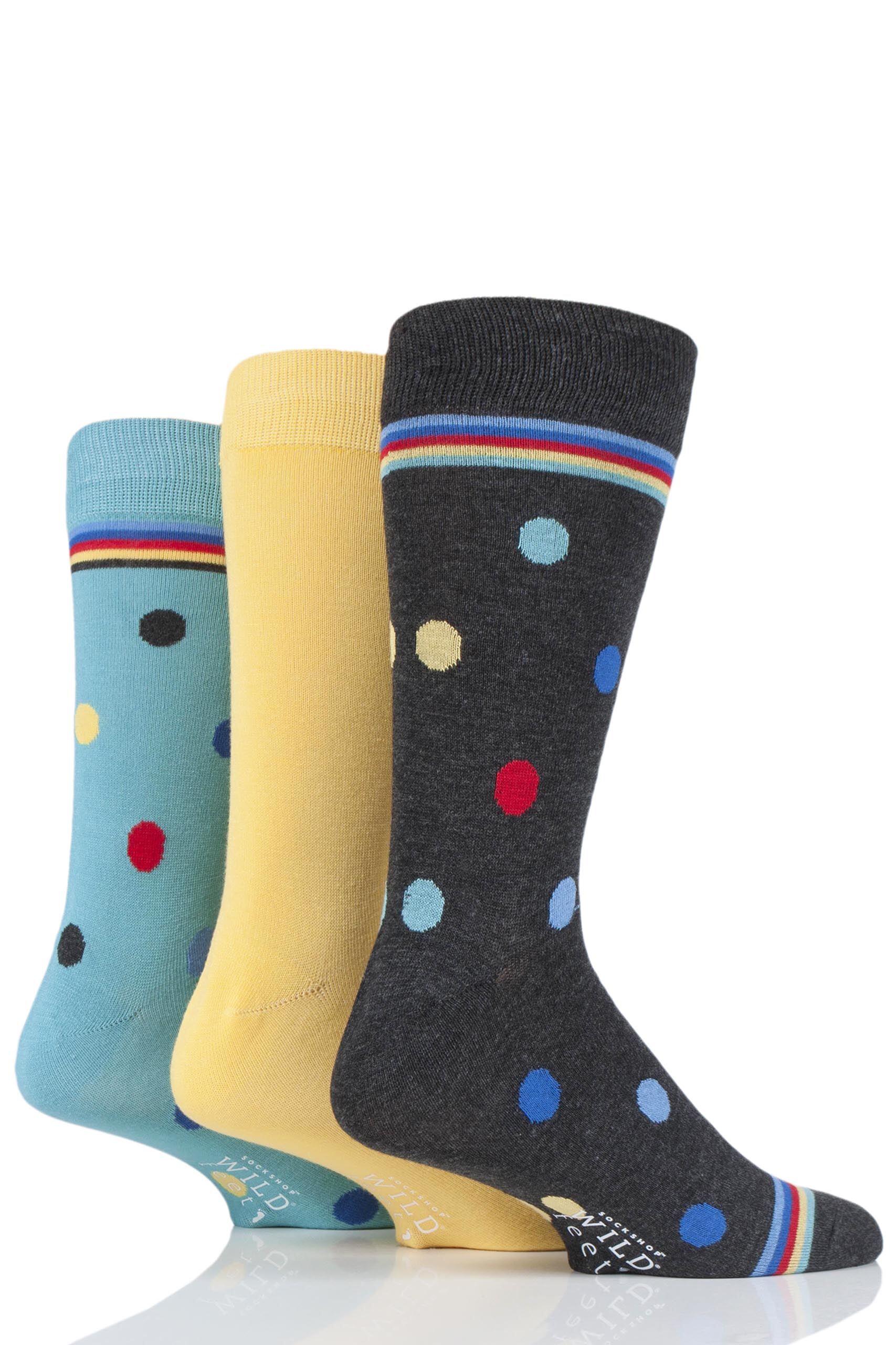 Image of 3 Pair Charcoal Bamboo Spots Socks Men's 7-11 Mens - Wild Feet