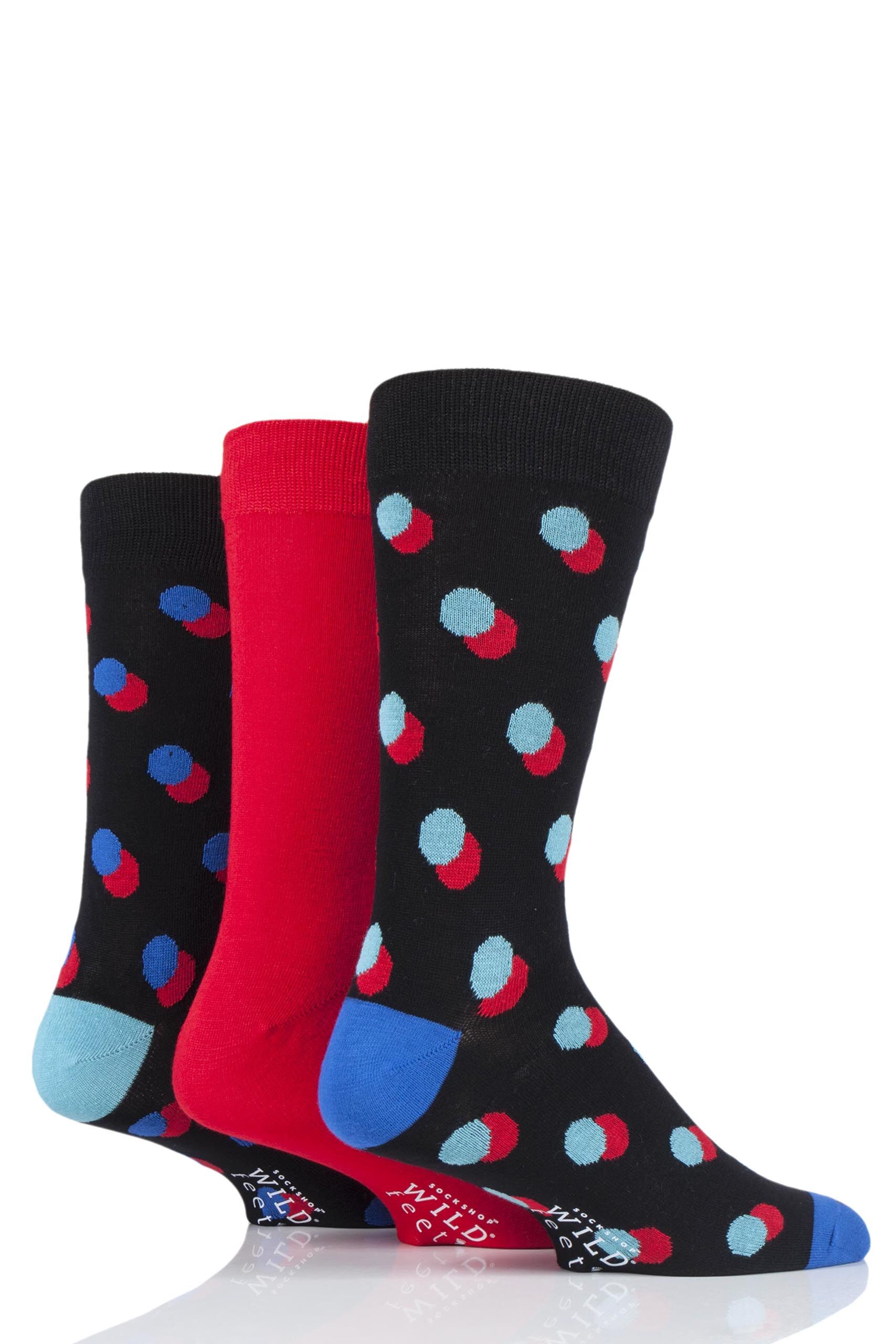 Image of Mens 3 Pair SOCKSHOP Wild Feet Bamboo Double Dot Socks Black 7-11 Mens