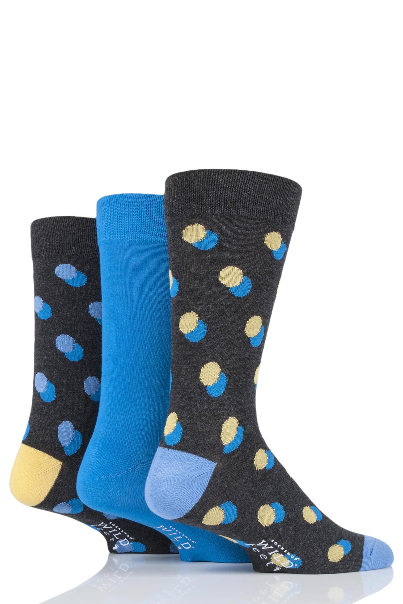 Image of 3 Pair Charcoal Bamboo Double Dot Socks Men's 7-11 Mens - Wild Feet