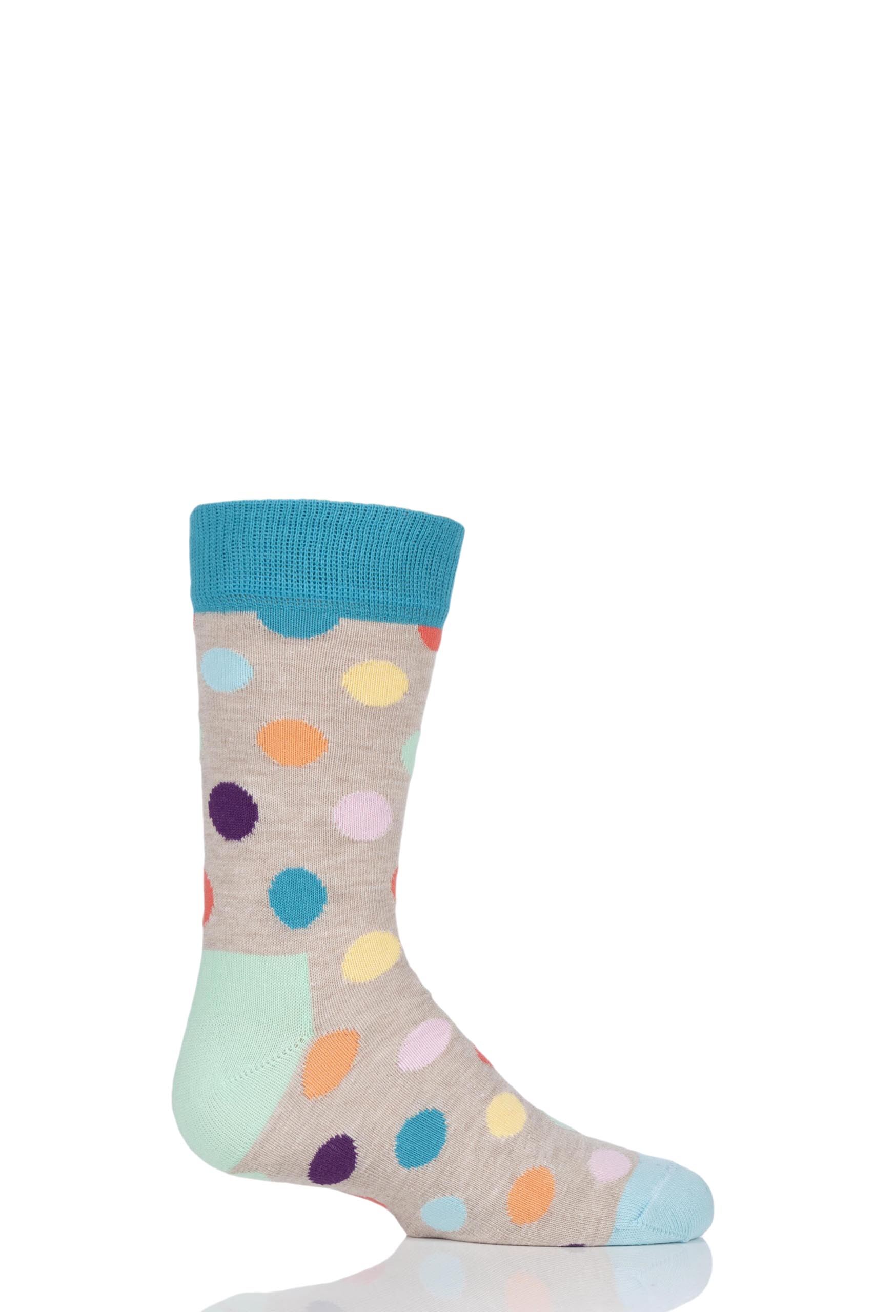 Image of 1 Pair Grey All Over Dots Cotton Socks Kids Unisex 12-24 Months - Happy Socks