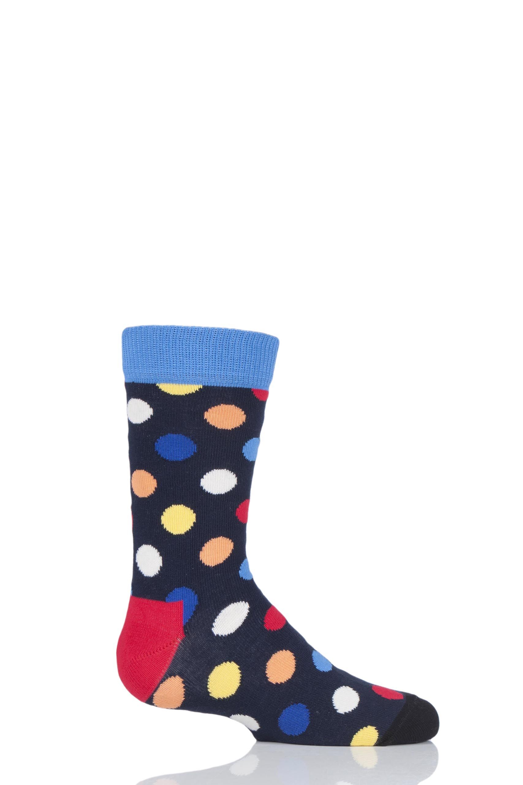 Image of 1 Pair Navy All Over Dots Cotton Socks Kids Unisex 12-24 Months - Happy Socks