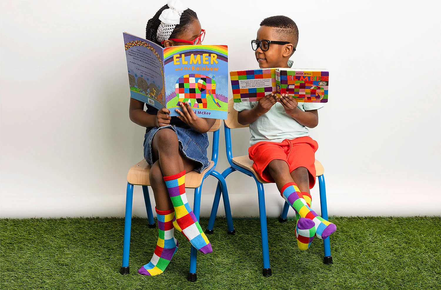 SOCKSHOP Elmer the Elephant bamboo patchwork socks