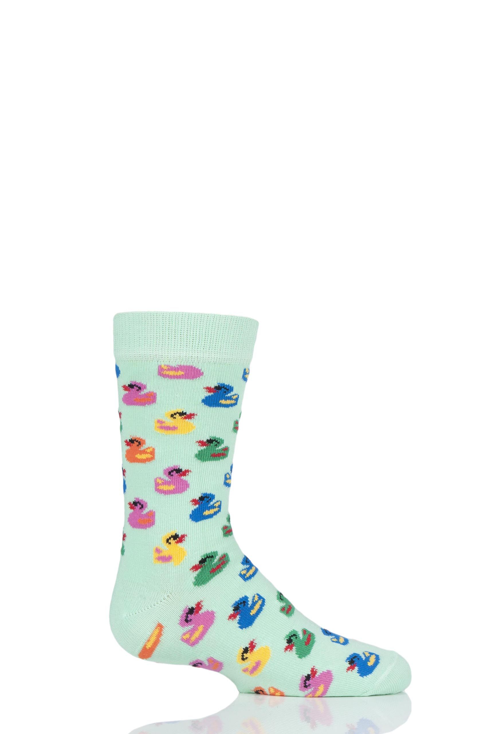 Image of 1 Pair Multi Rubber Duck Cotton Socks Kids Unisex 0-12 Months - Happy Socks