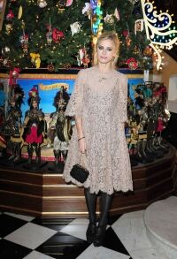 Laura Bailey in black tights & lace