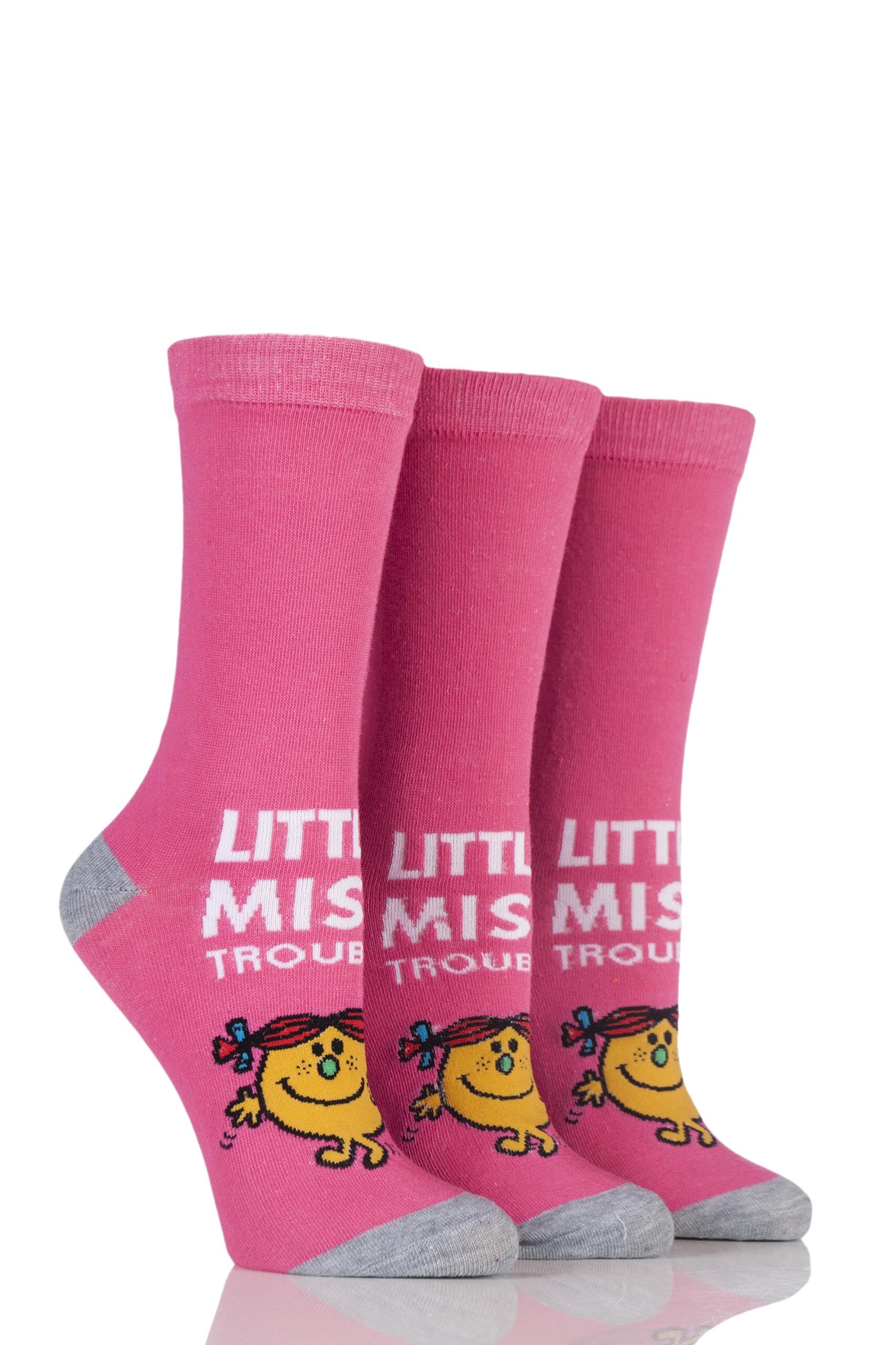 Image of 3 Pair Little Miss Trouble TM Little Miss Character Socks Ladies 4-8 Ladies - Film & TV Characters