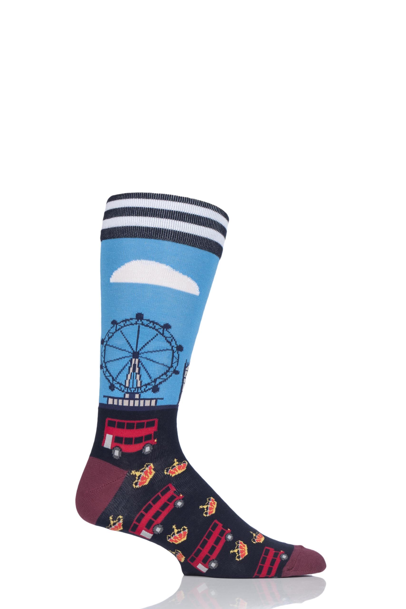 Image of 1 Pair Assorted London Cotton Socks Men's 7.5-11.5 Mens - Moustard