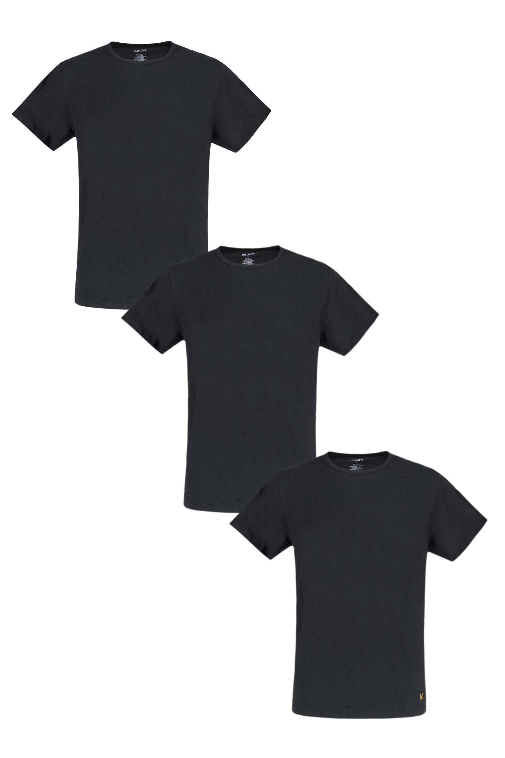 Image of 3 Pack Black Cotton T-Shirts Men's Large - Lyle & Scott