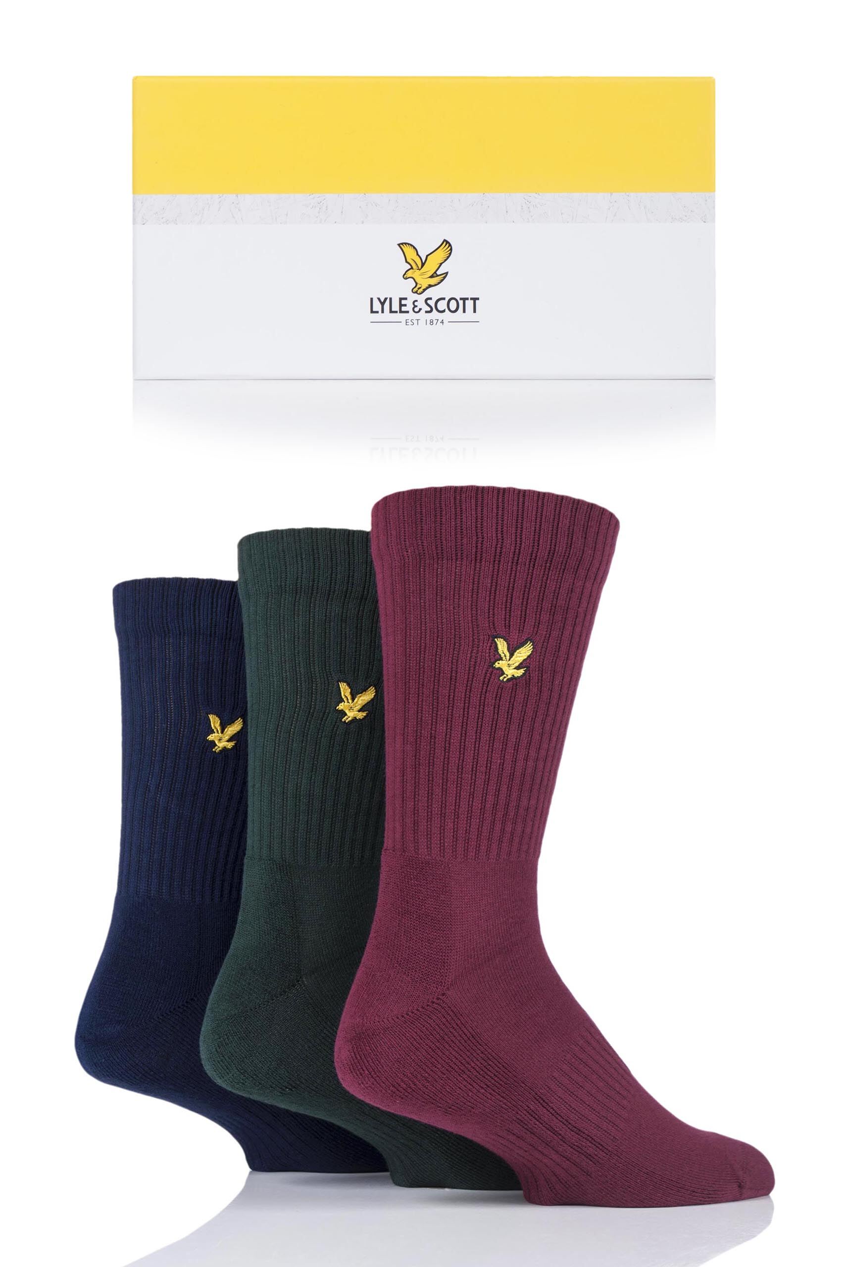Image of 3 Pair Finlay Finlay Gift Boxed Cotton Socks Men's 7-11 Mens - Lyle & Scott