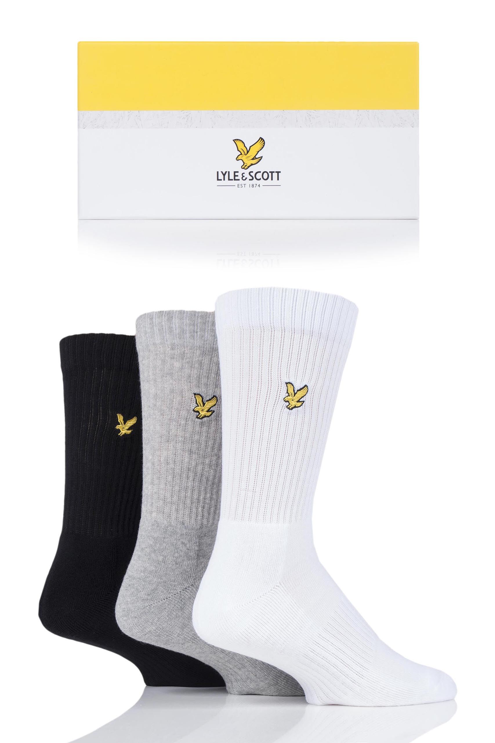 Image of 3 Pair Alexander Alexander Gift Boxed Cotton Socks Men's 7-11 Mens - Lyle & Scott