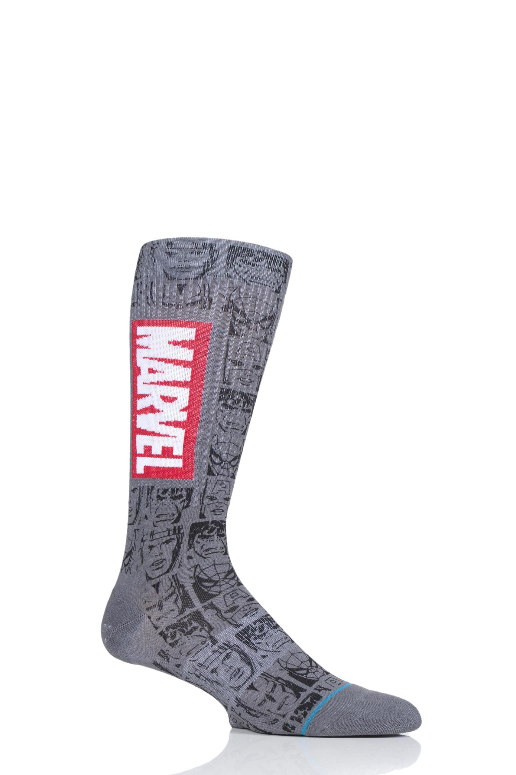 Image of 1 Pair Grey Marvel Icons Cotton Socks Men's 5.5-8 Mens - Stance