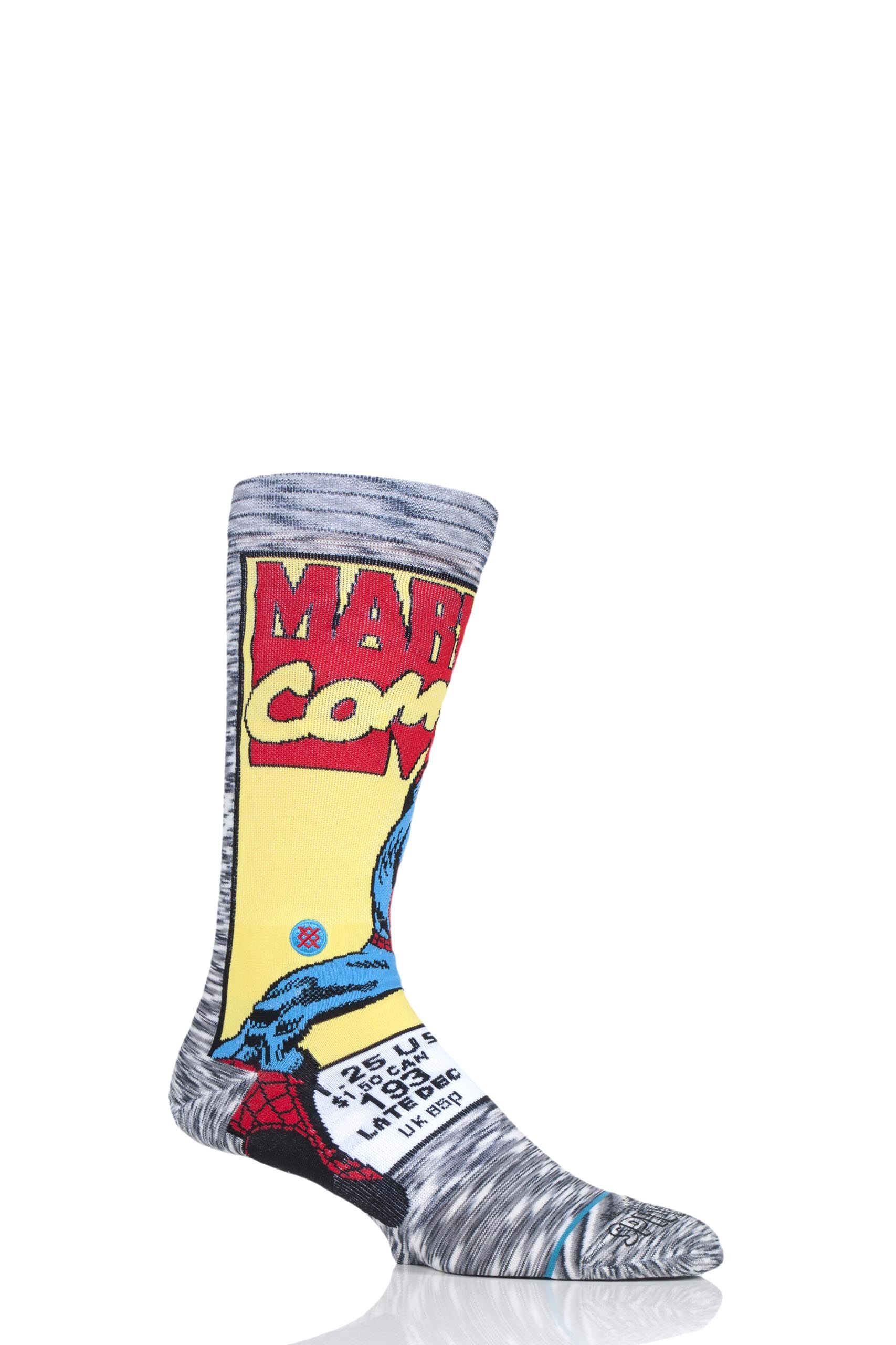 Image of 1 Pair Assorted Marvel Spiderman Comic Cotton Blend Socks Men's 5.5-8 Mens - Stance
