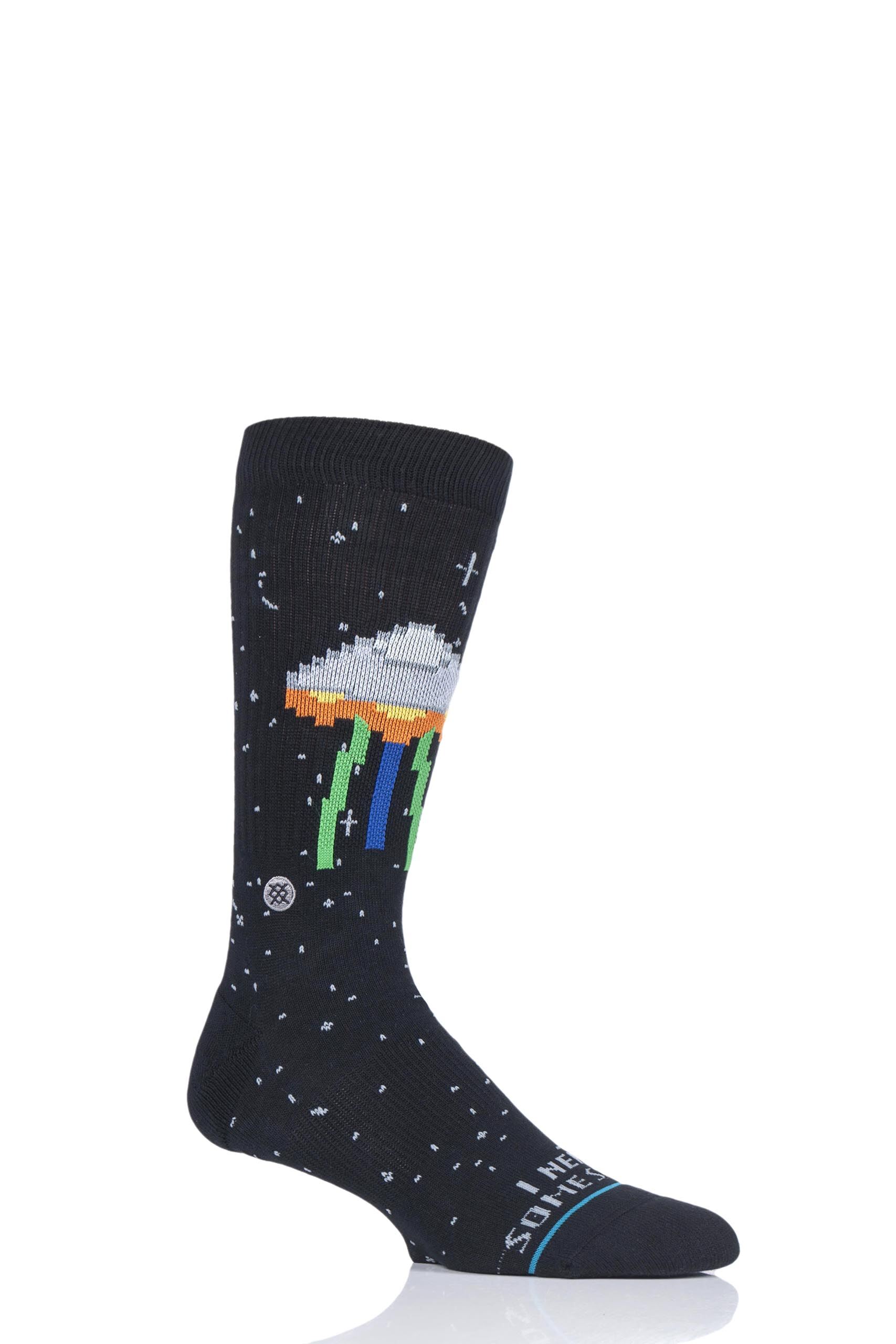 Image of 1 Pair Black I Need Some Space Cotton Socks Men's 5.5-8 Mens - Stance