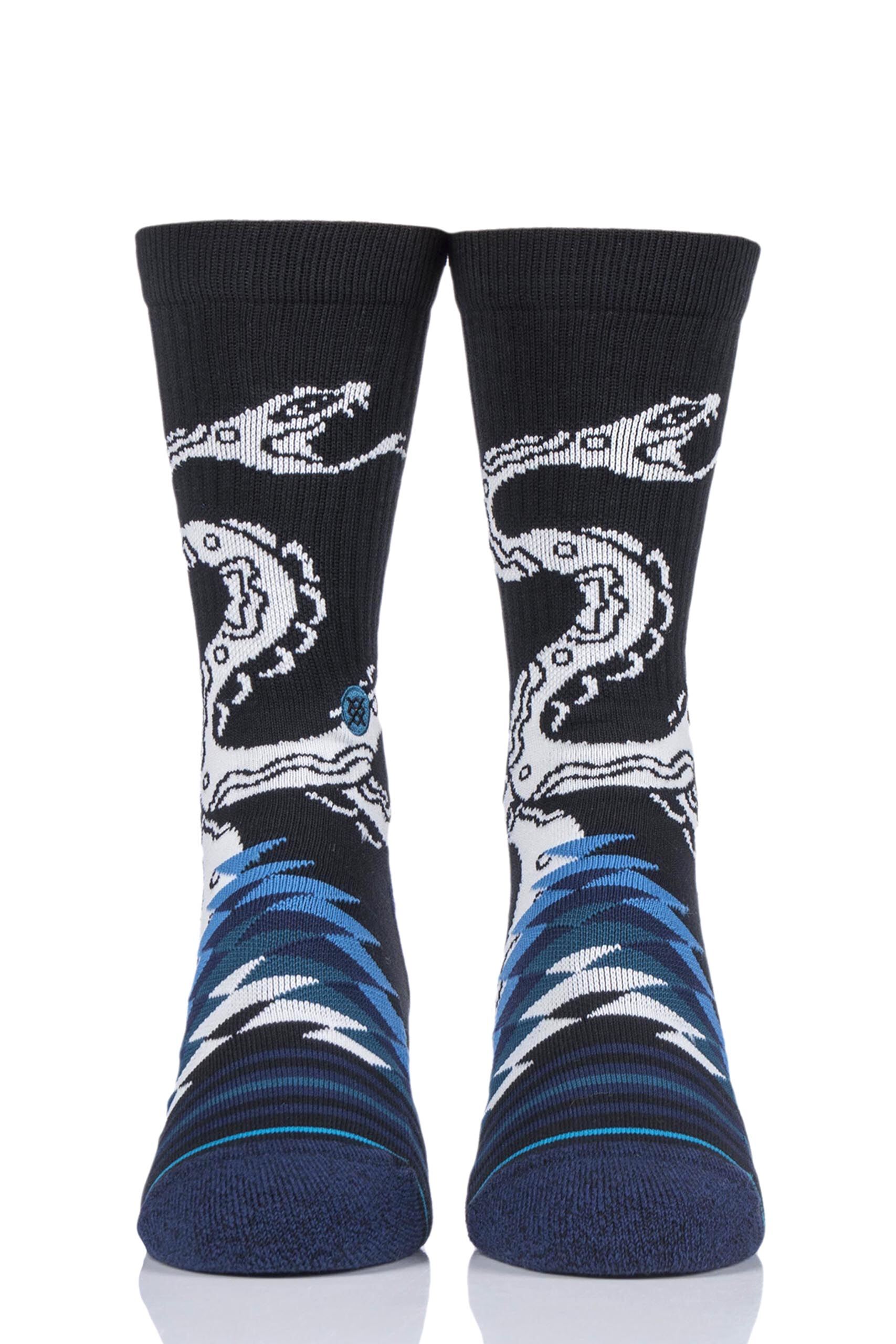 Image of 1 Pair Black Crotalus Crew Cotton Socks Men's 5.5-8 Mens - Stance