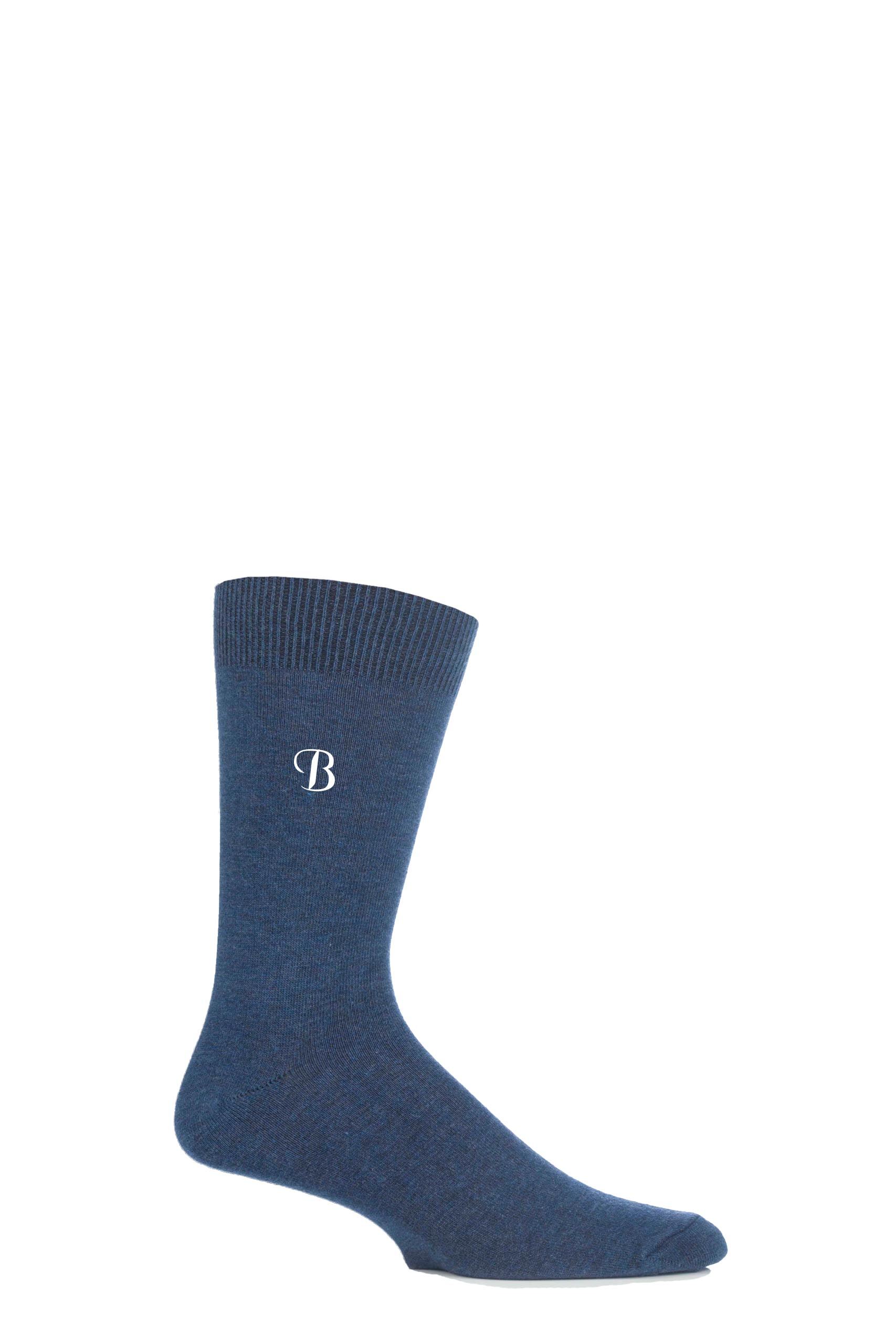 Image of 1 Pair B Denim New Individual Embroidered Initial Socks - A-E Men's 7-11 Mens - SOCKSHOP