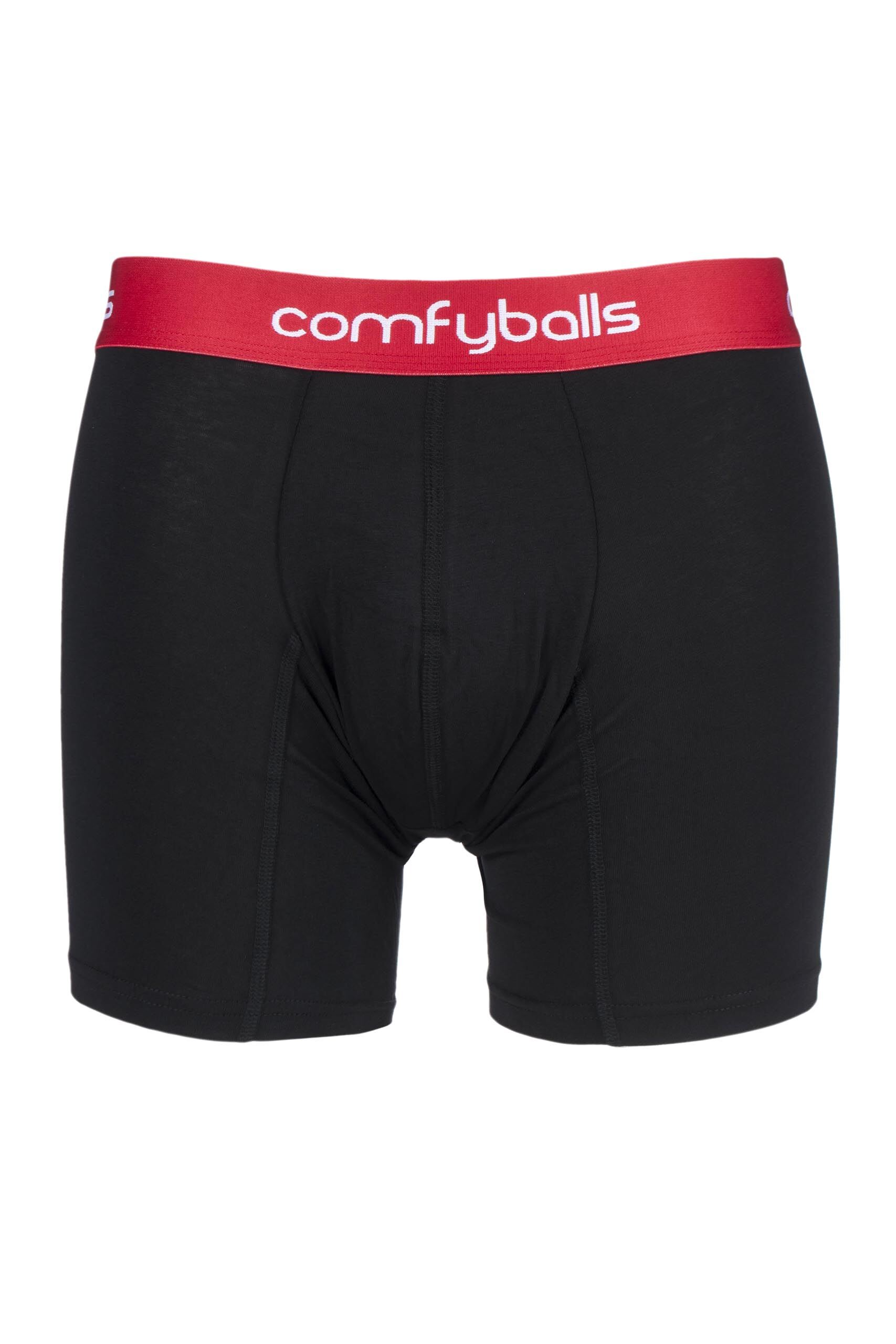 Image of 1 Pair Black Longer Leg Cotton Boxer Shorts Men's Extra Large - Comfyballs