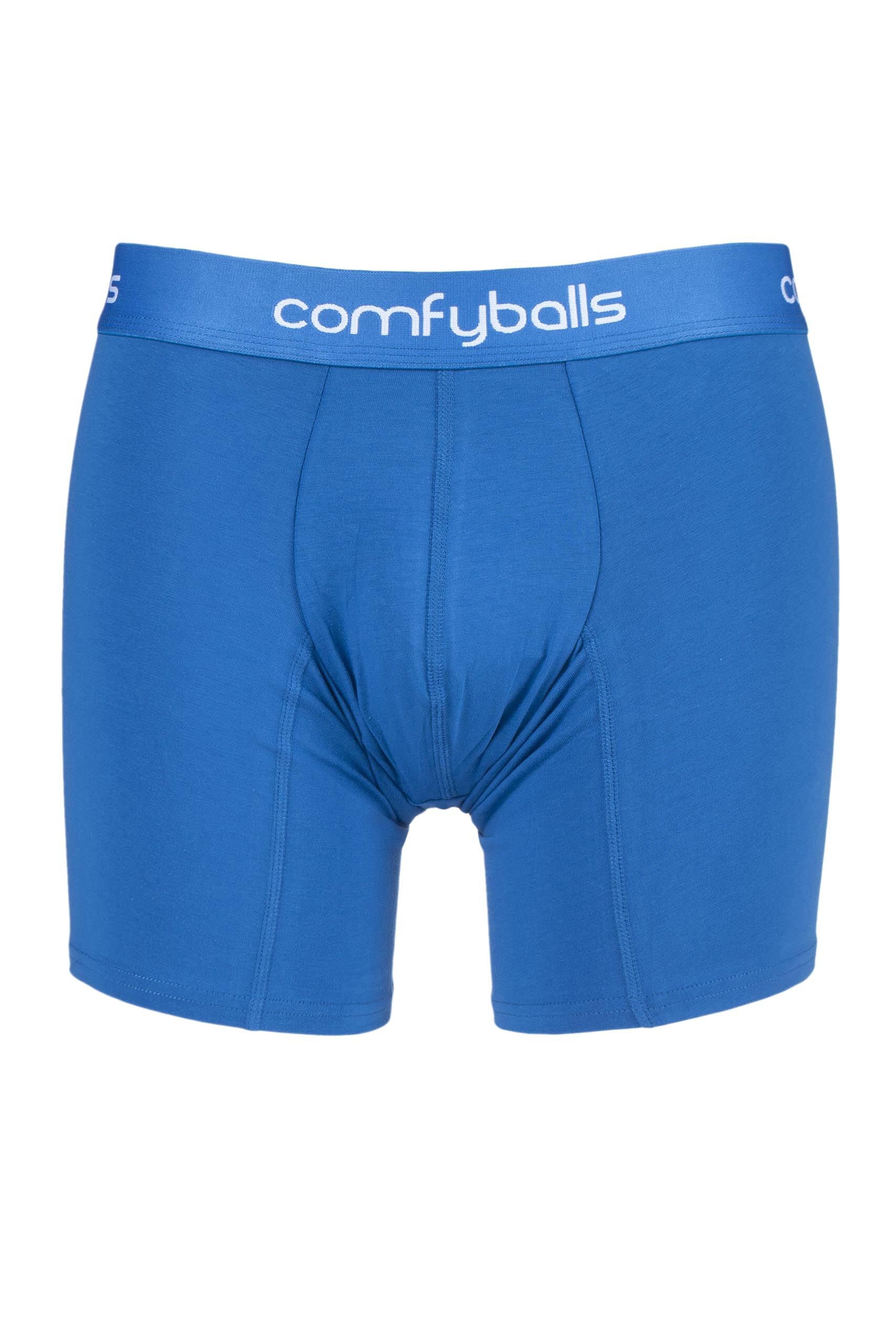Image of 1 Pair Blue Longer Leg Cotton Boxer Shorts Men's XX-Large - Comfyballs