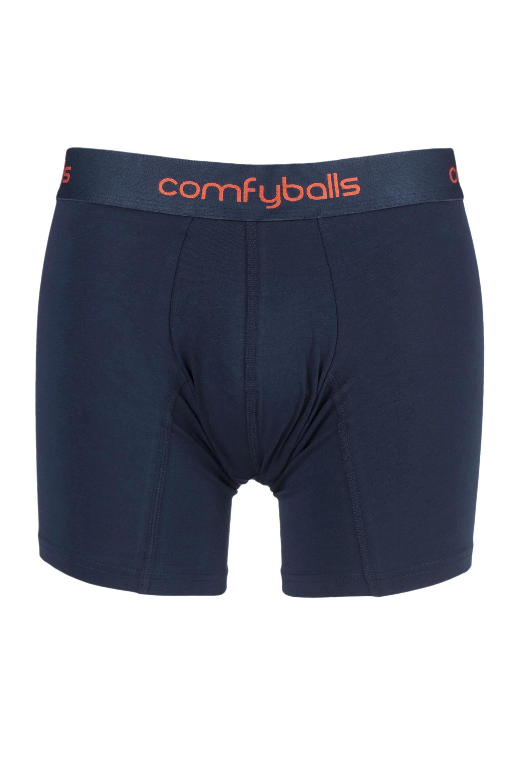 Image of 1 Pair Navy Longer Leg Cotton Boxer Shorts Men's Extra Large - Comfyballs