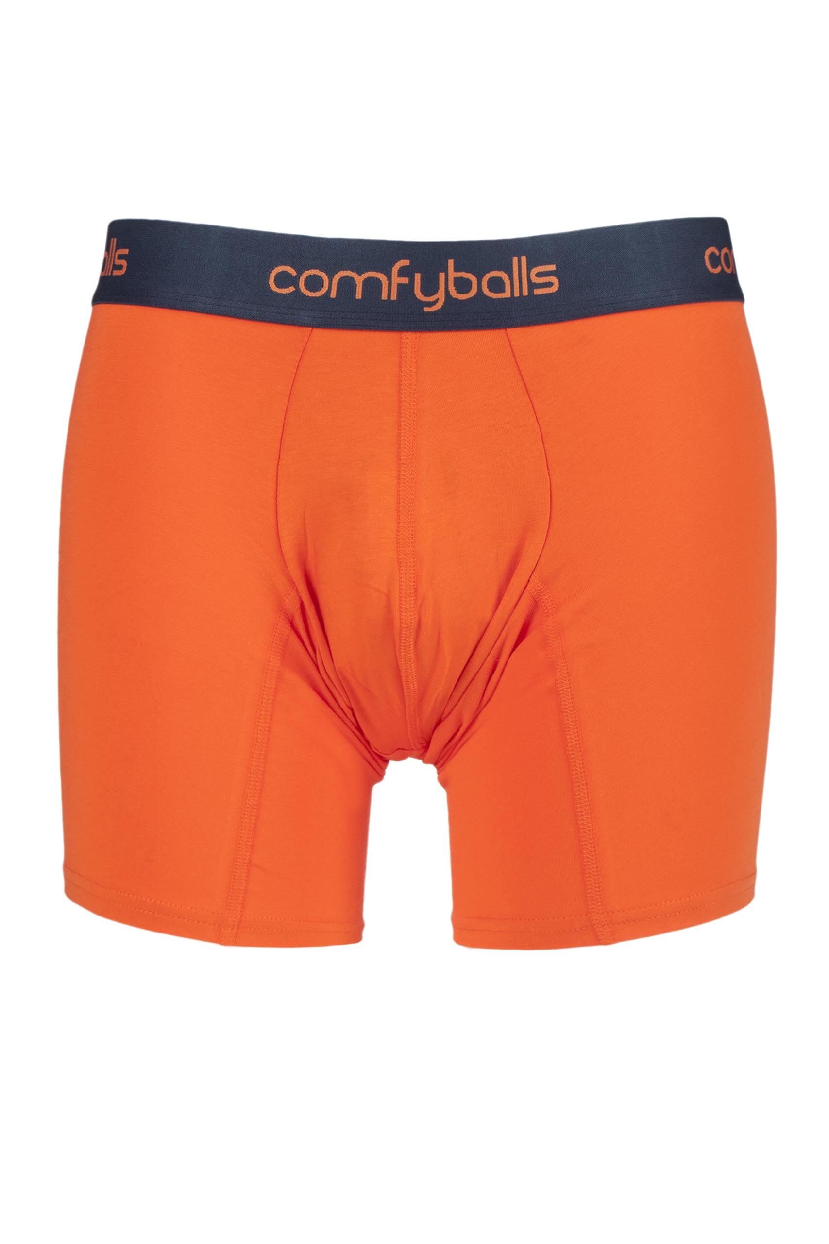 Image of 1 Pair Orange Longer Leg Cotton Boxer Shorts Men's XX-Large - Comfyballs