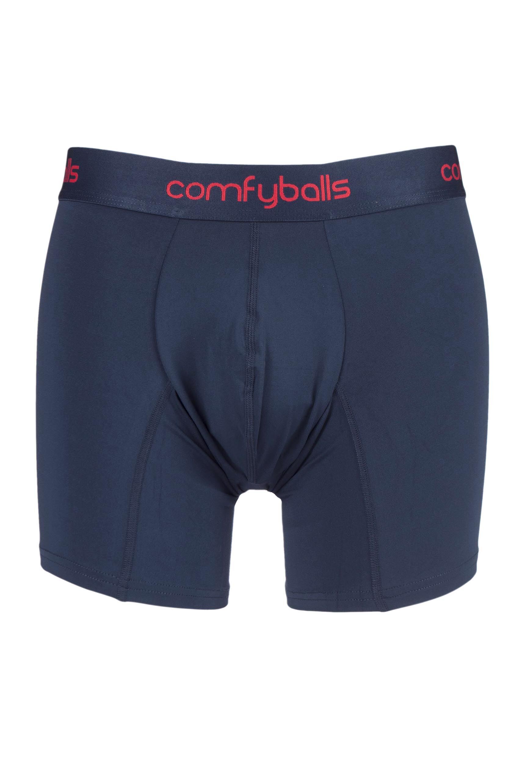 Image of 1 Pair Navy Longer Leg Sports Performance Boxer Shorts Men's Large - Comfyballs