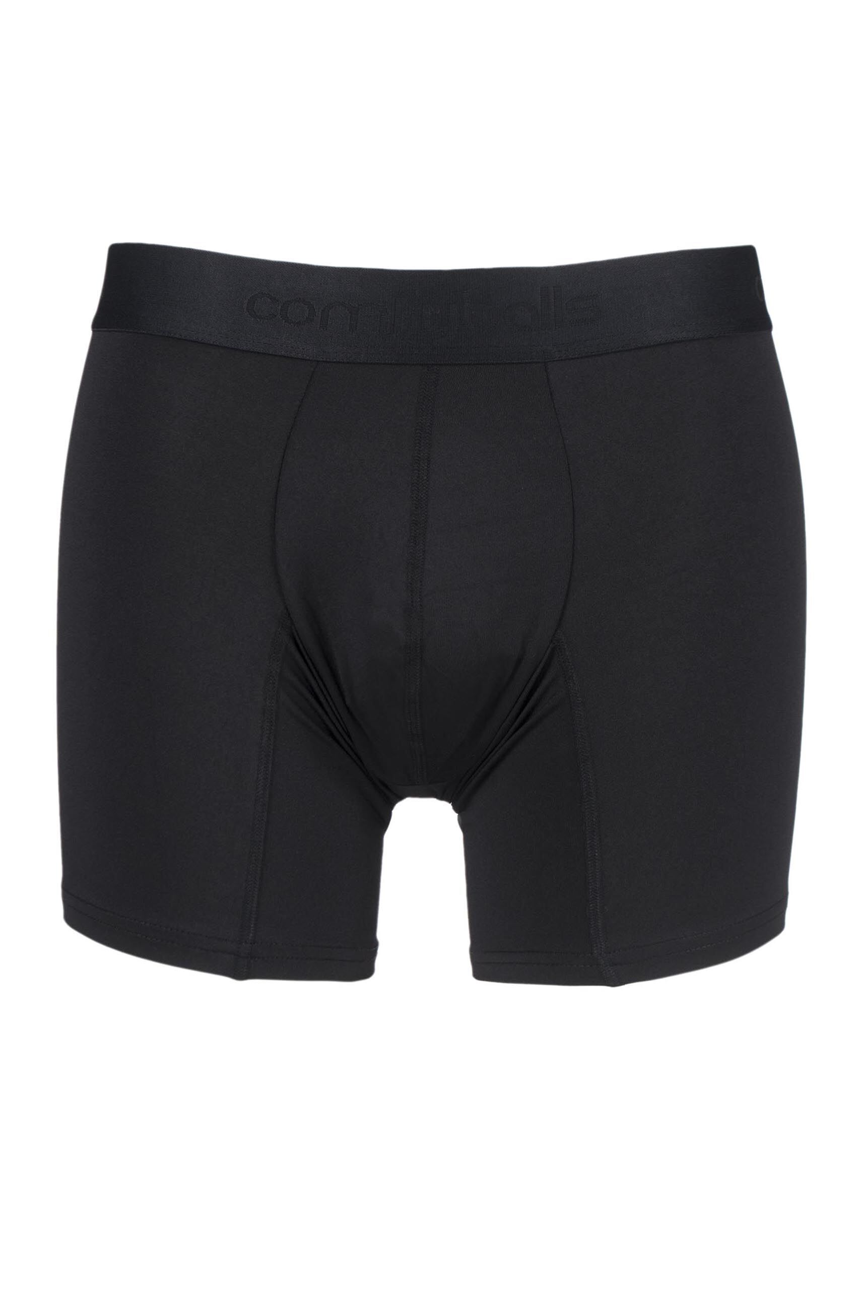 Image of 1 Pair Black Microfiber Longer Leg Boxer Shorts Men's Extra Large - Comfyballs