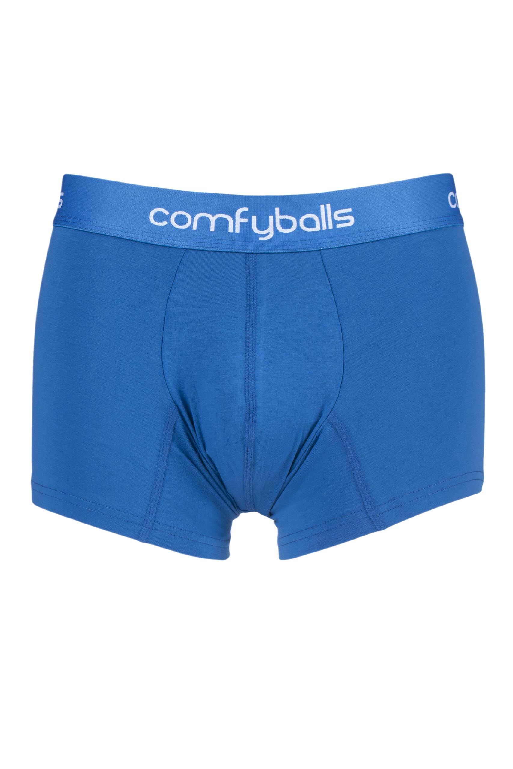 Image of 1 Pair Blue Regular Cotton Boxer Shorts Men's Extra Large - Comfyballs