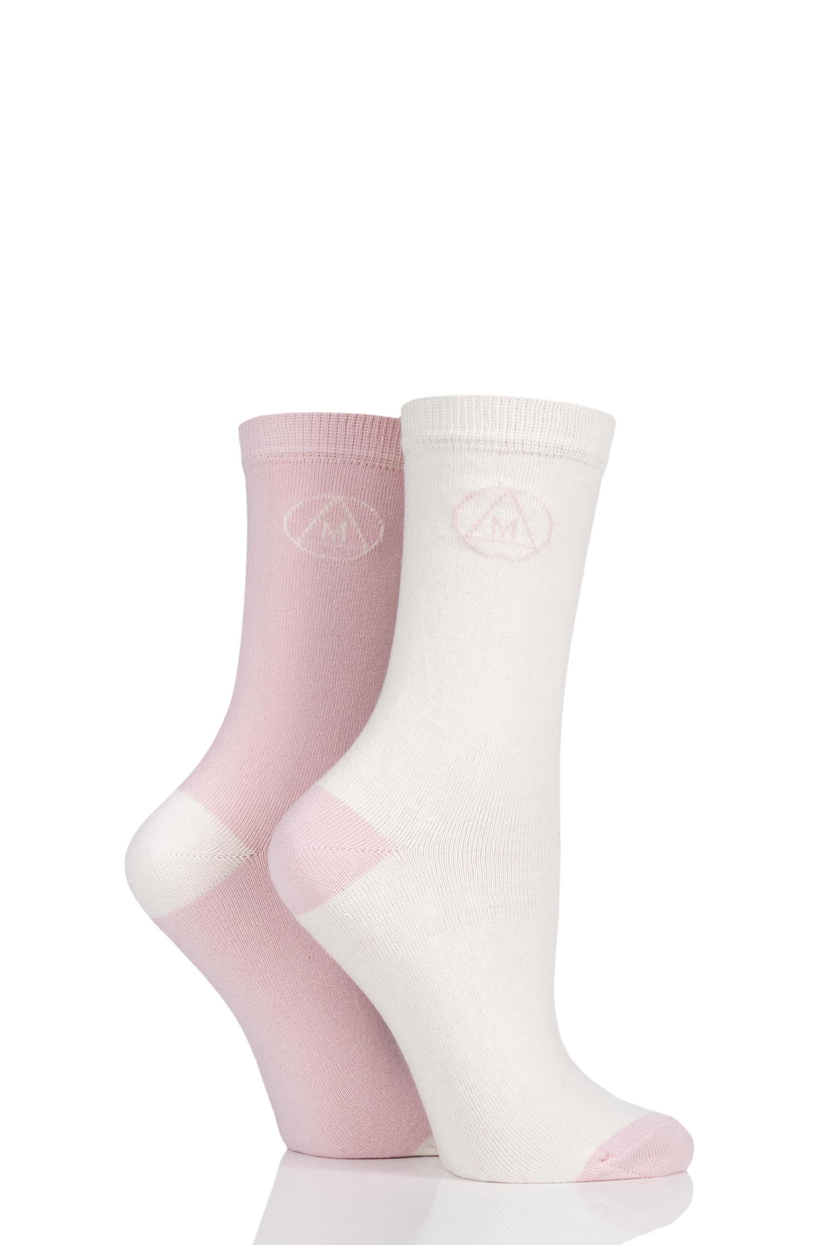 Image of 2 Pair Pink Classic Cotton Crew Socks Ladies 4-8 Ladies - Missguided