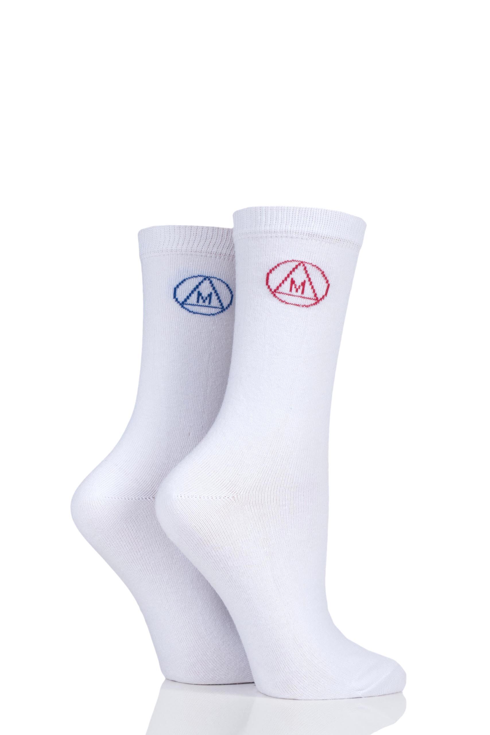 Image of 2 Pair White Classic Cotton Crew Socks Ladies 4-8 Ladies - Missguided