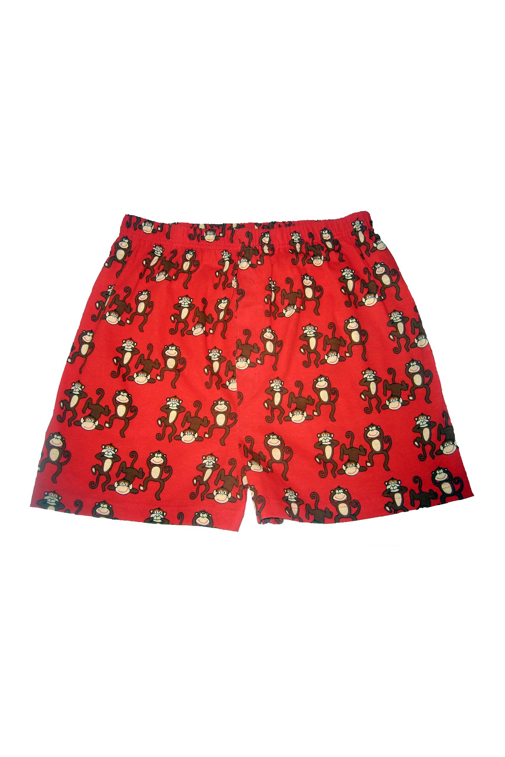 Image of 1 Pack Red Magic Boxer Shorts In Monkey Pattern Men's Small - SOCKSHOP