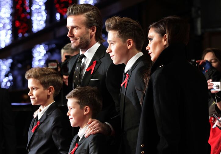 Victoria Beckham with almost all the Beckham clan. Yui Mok/PA Wire.