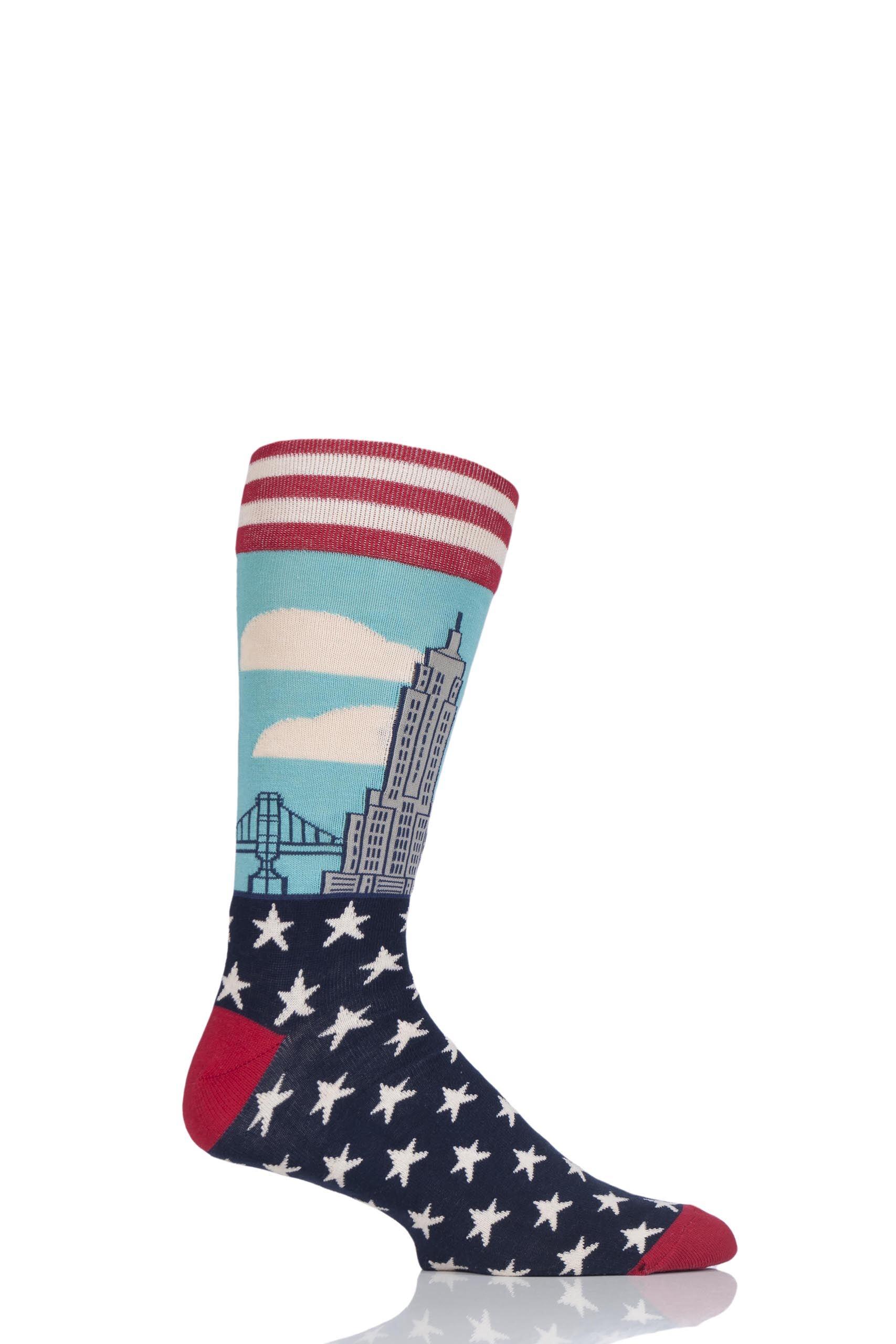 Image of 1 Pair Assorted New York Cotton Socks Men's 7.5-11.5 Mens - Moustard