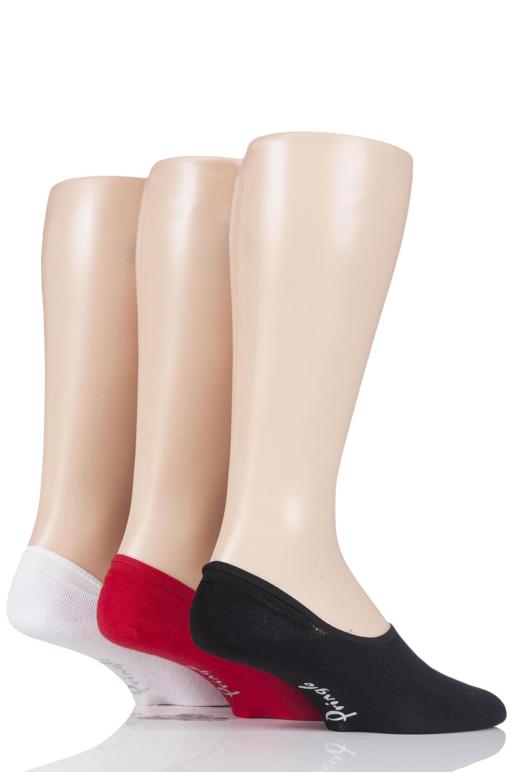 Image of 3 Pair Black / White / Red Gourock Cotton Shoe Liners Men's 7-11 Mens - Pringle