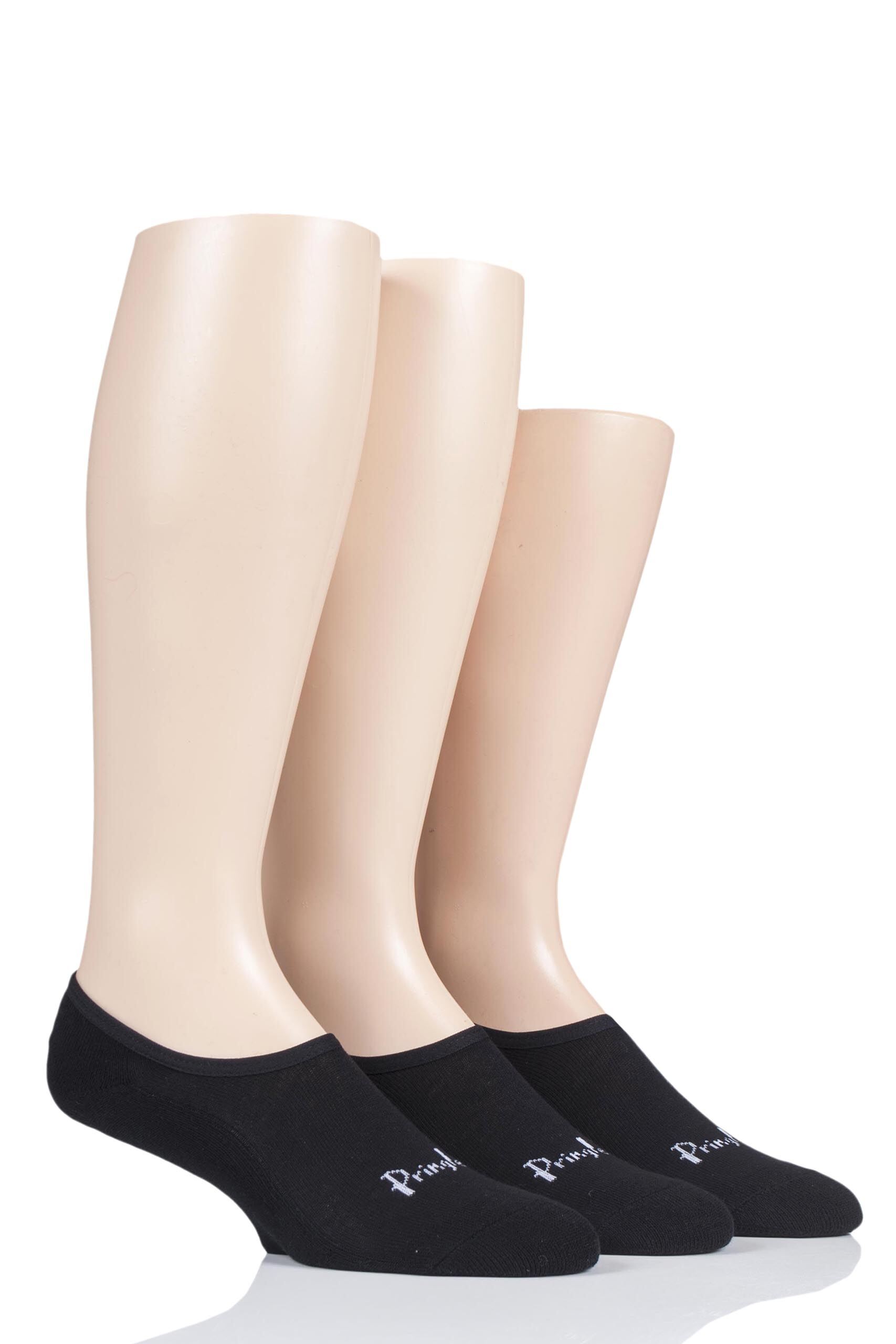 Image of 3 Pair Black Plain Cotton Cushioned PED Socks Men's 7-11 Mens - Pringle