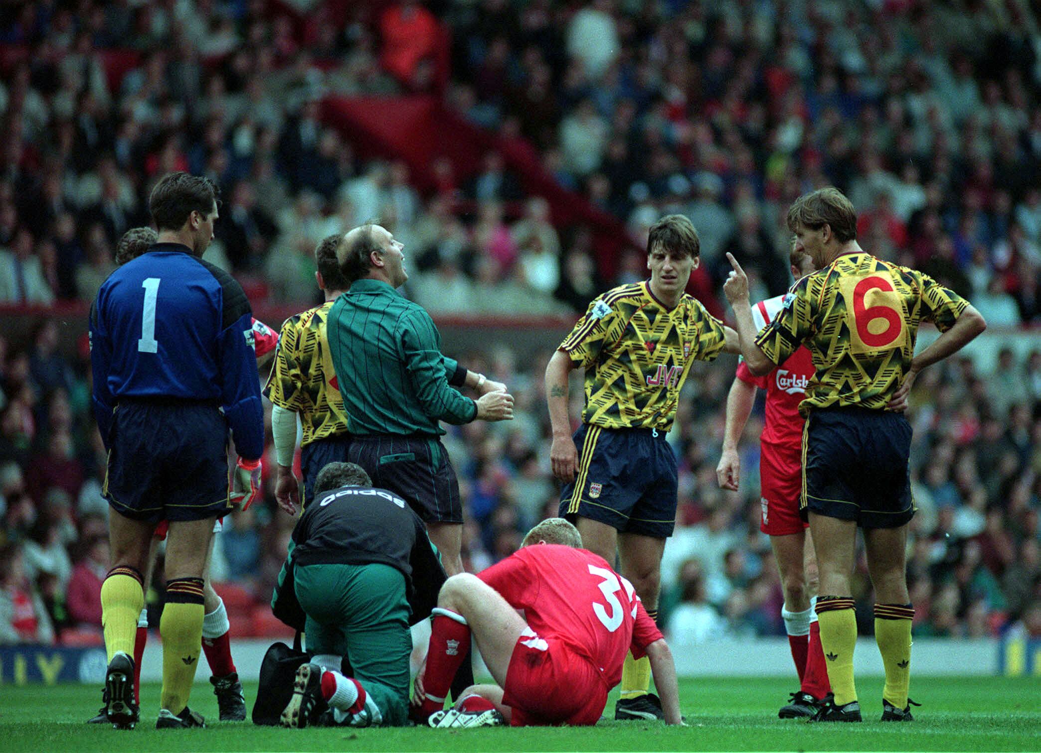 Tony Adams manages to pull of the Arsenal away kit…just Tony Adams manages to pull of the Arsenal away kit…just