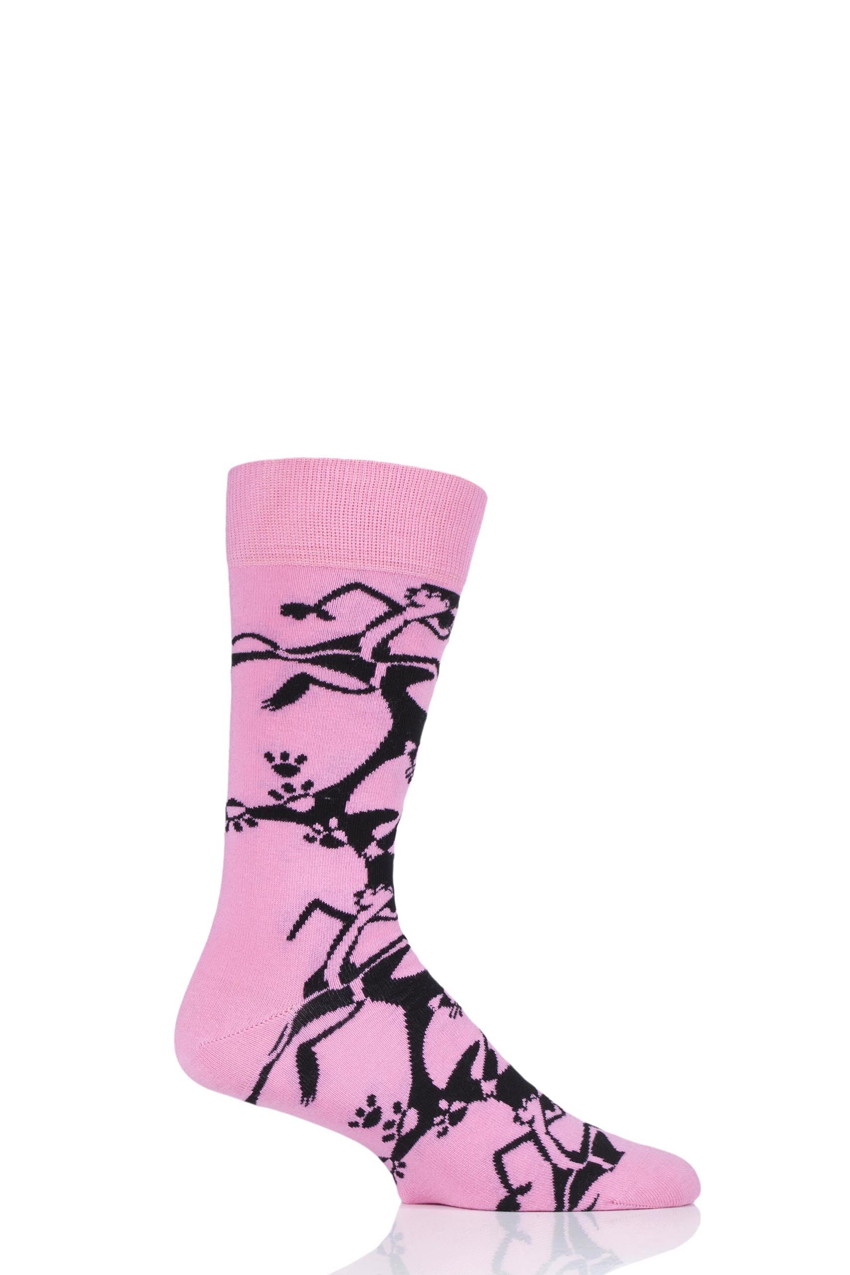 Image of 1 Pair Assorted Pink Panther Pink a Boo Cotton Socks Unisex 7.5-11.5 Unisex - Happy Socks