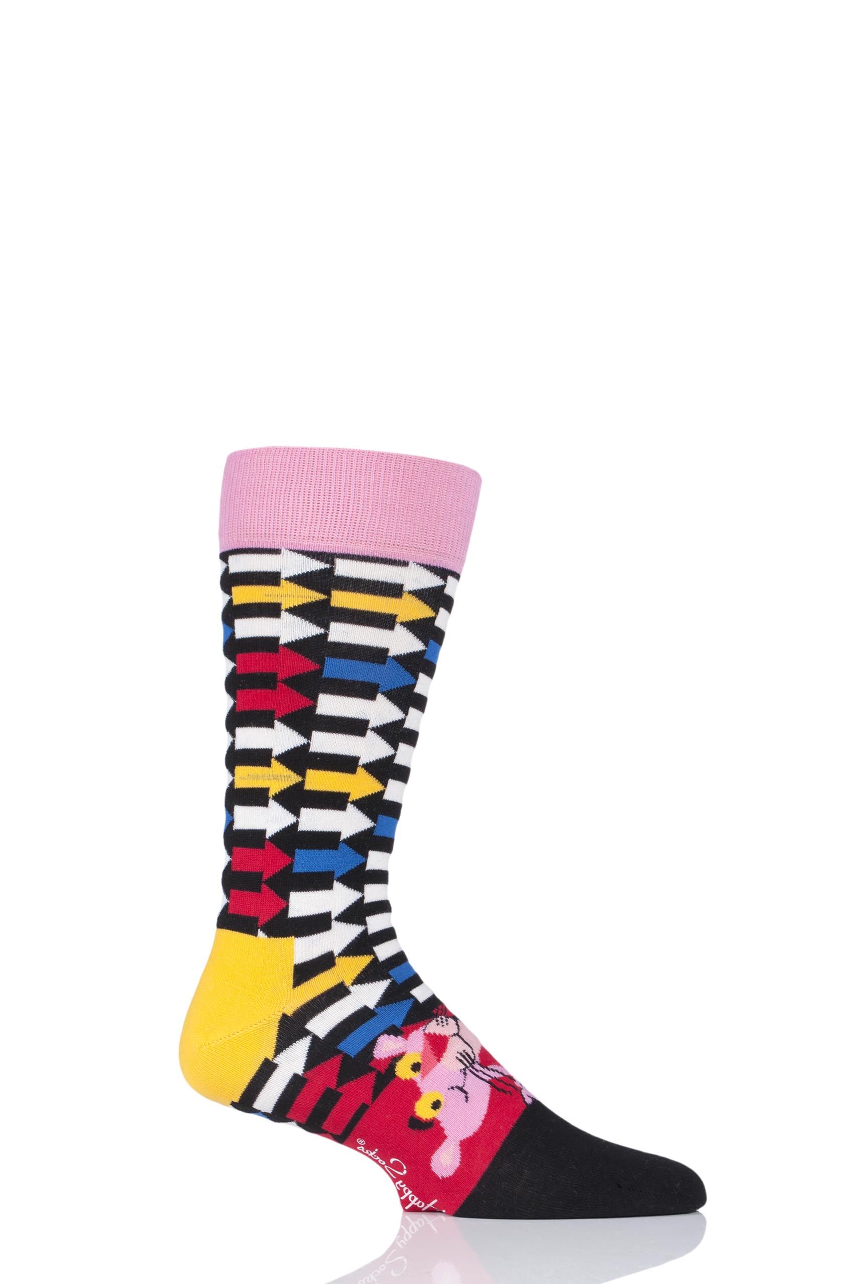 Image of 1 Pair Assorted Pink Panther Jet Pink Cotton Socks Unisex 4-7 Unisex - Happy Socks