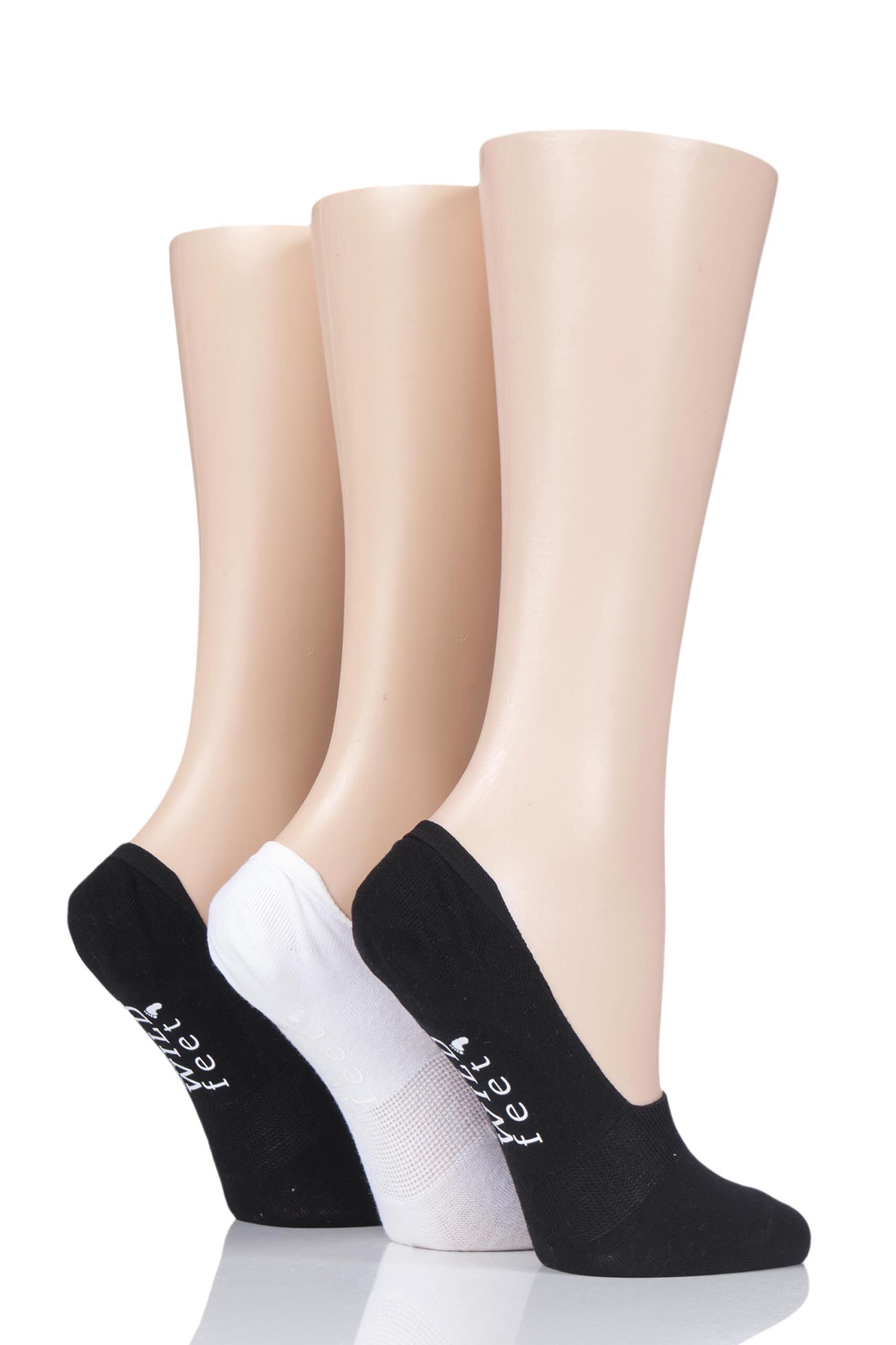 Image of 3 Pair Assorted Plain Cotton Loafer Ped Socks Ladies 4-8 Ladies - Wild Feet