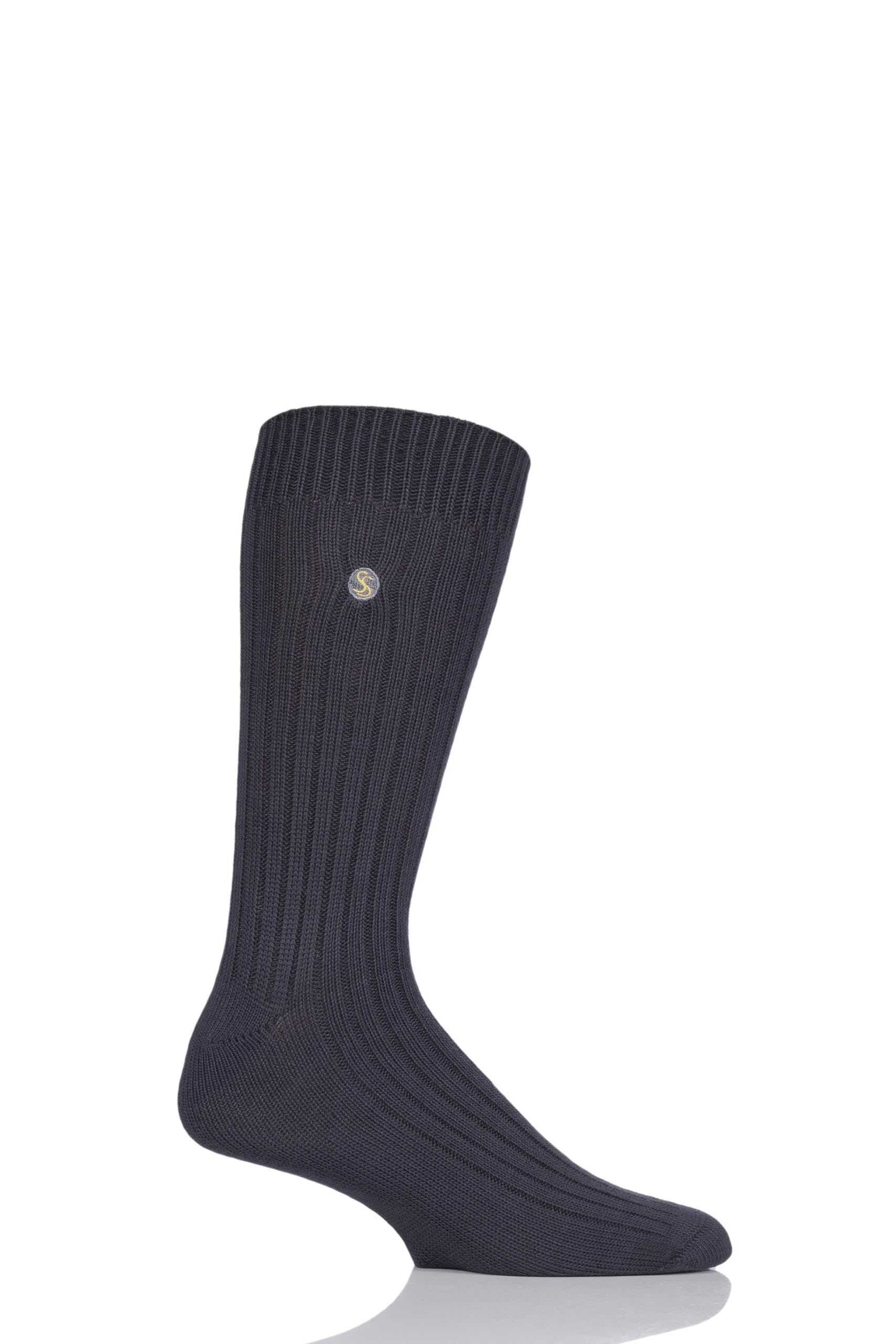 Image of 1 Pair Ashes To Ashes Colour Burst Bamboo Ribbed Socks Men's 12-14 Mens - SOCKSHOP